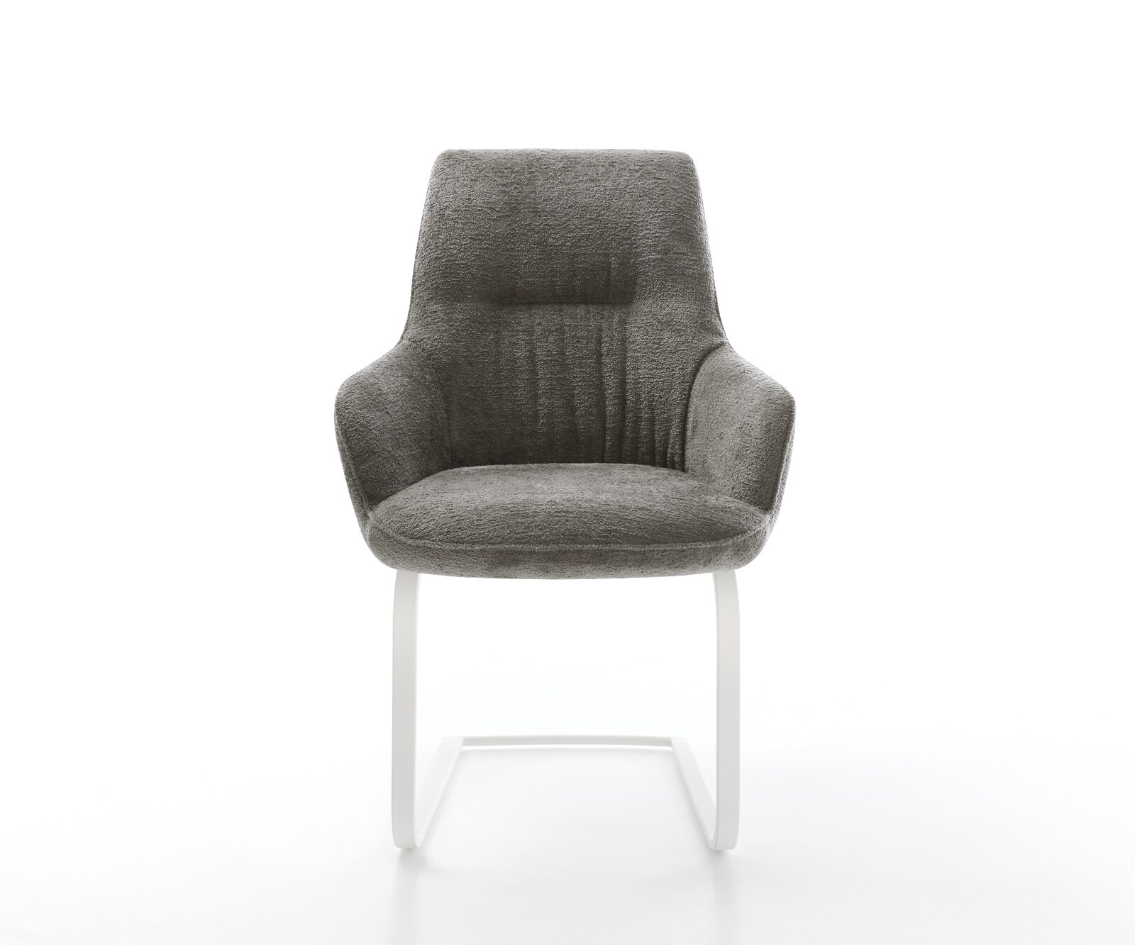 Cantilever Zelia-Flex avec accoudoirs bouclé doux boue pied cantilever plat aspect titane ressorts ensachés 2