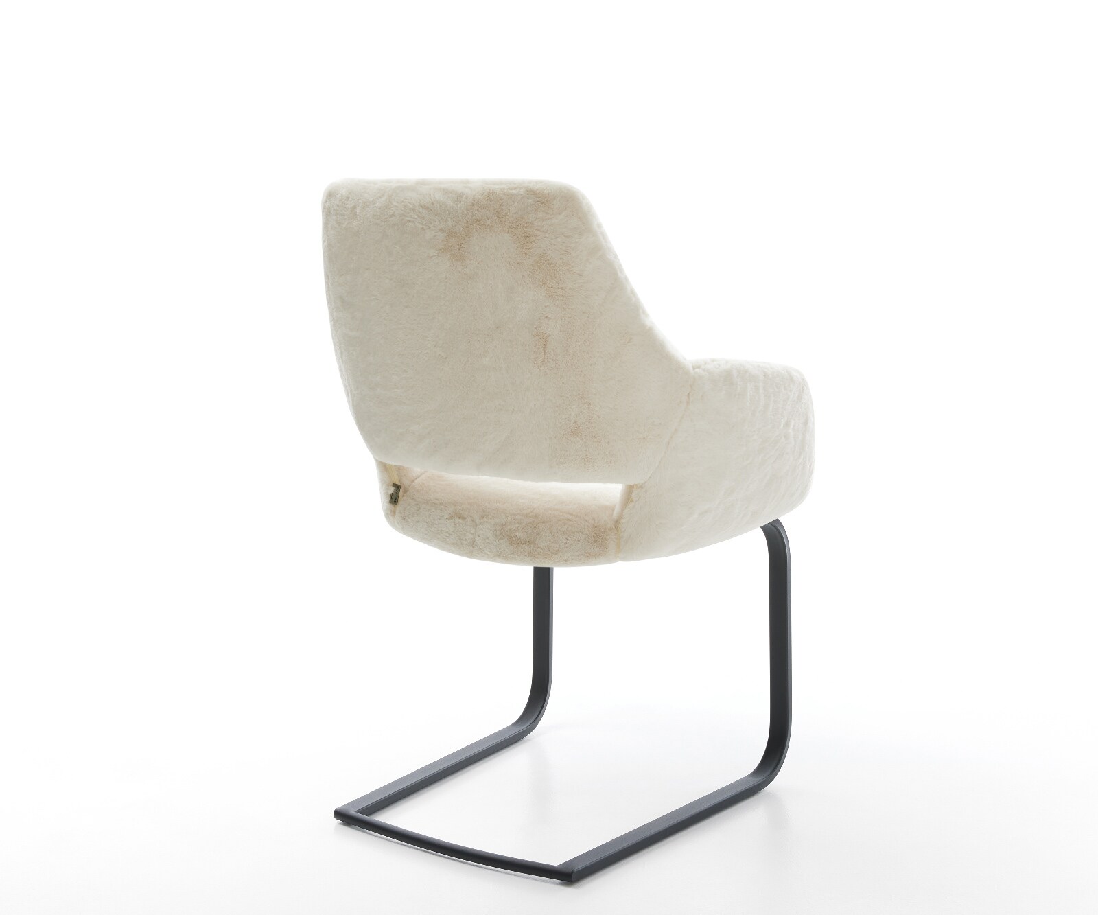 Cantilever Yago-Flex avec accoudoirs peluche crème-blanc pied cantilever plat noir resorts ensachés 5