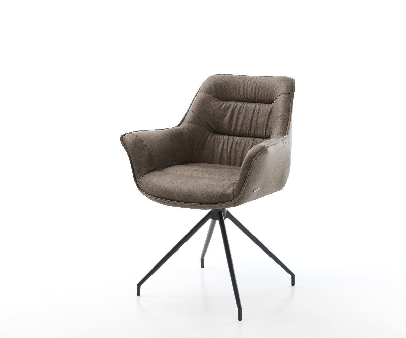Chaise-de-salle-à-manger Kaira-Flex microvelours taupe vintage pied croisé conique noir