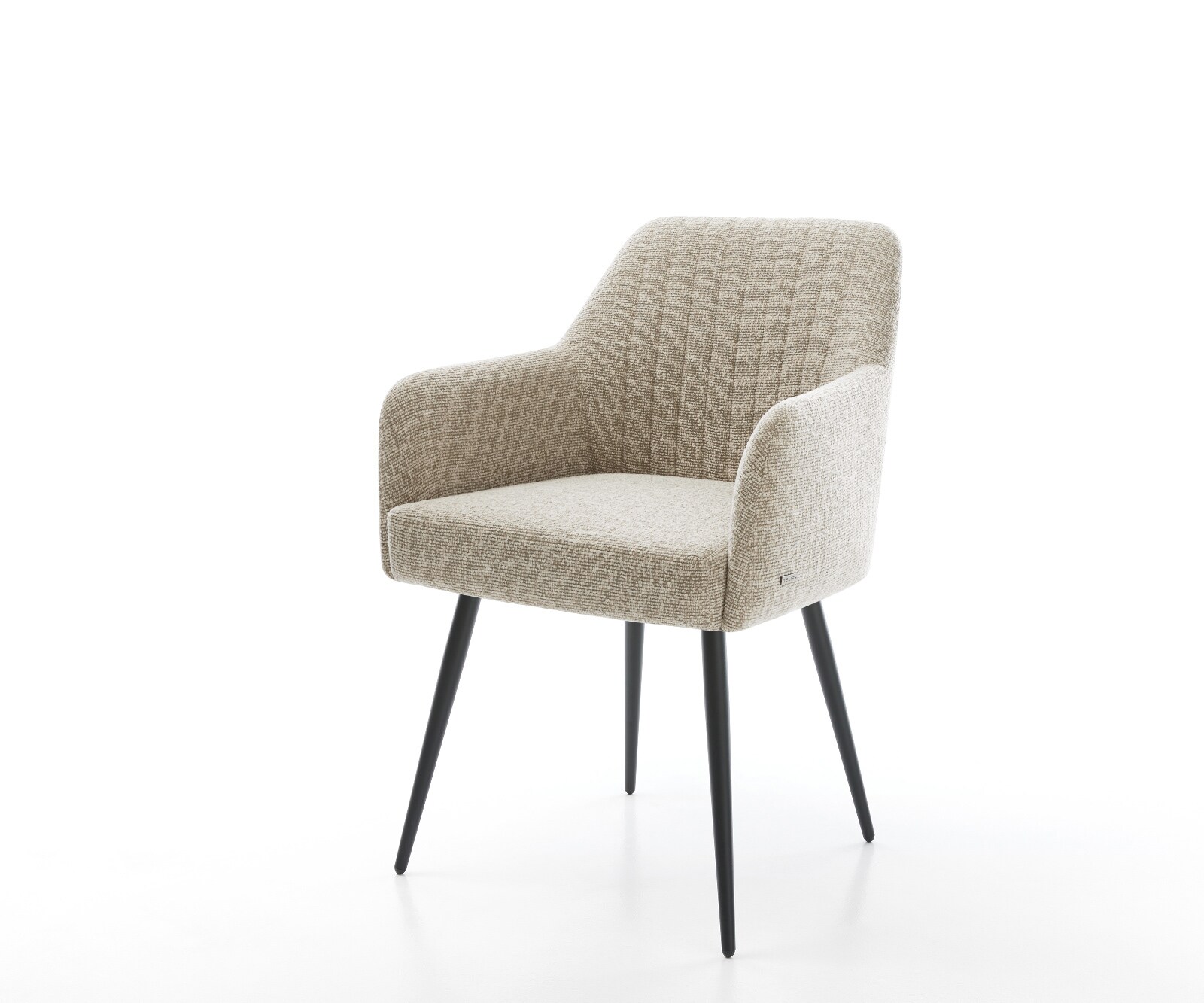 Chaise-de-salle-à-manger Greg-Flex tissu tissé doux beige 4 pieds coniques noir resorts ensachés 1