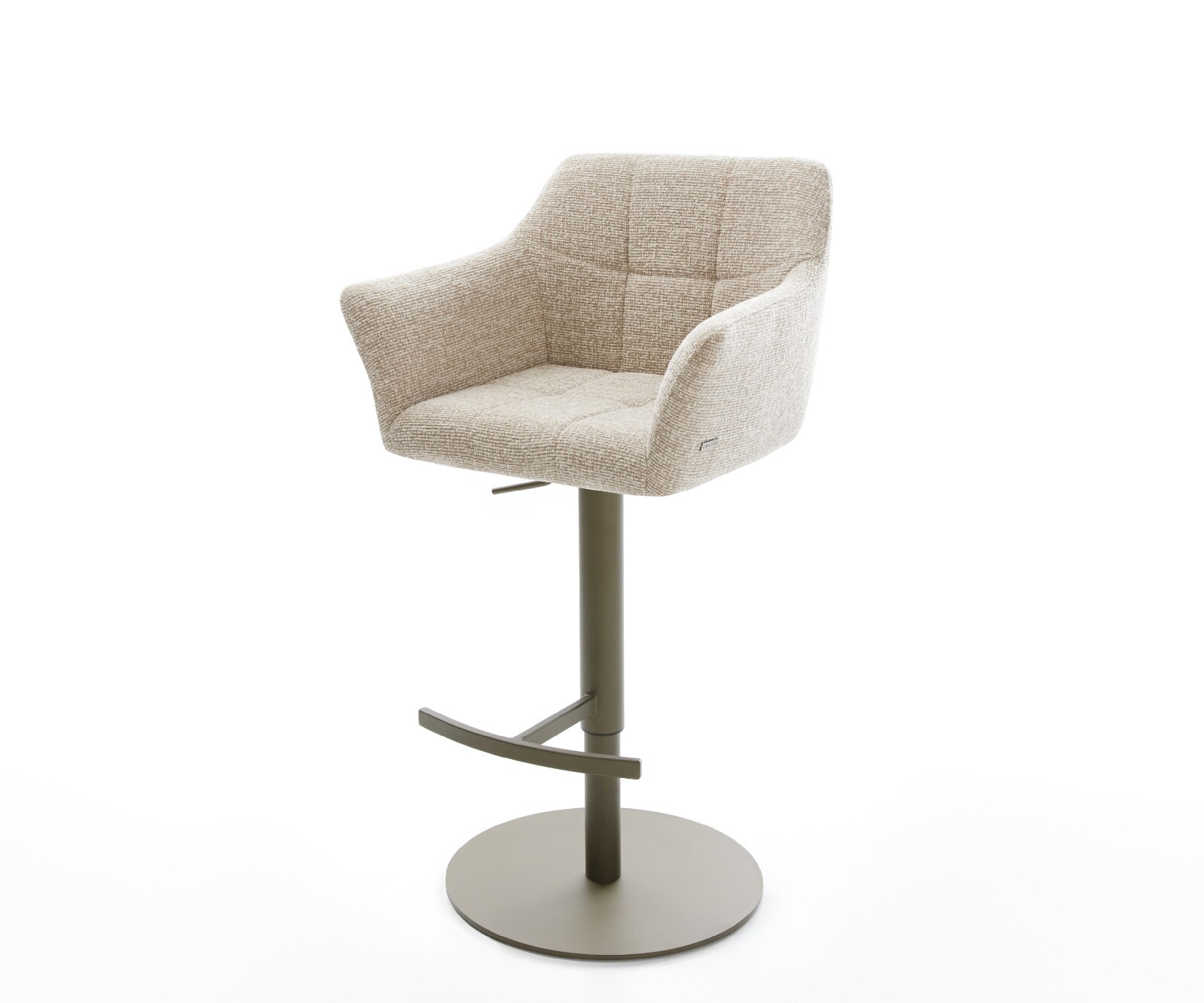 Chaise-de-bar Yulo-Flex Tissu tissé doux Beige Pied pivotant réglable en hauteur couleur titane Couleur titane 1