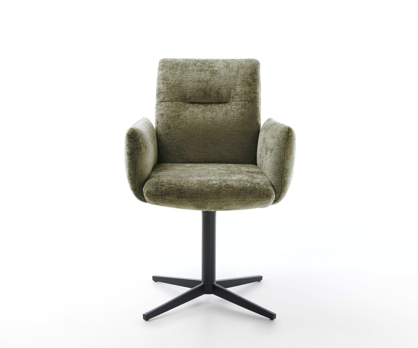 Chaise-pivotante Jova-Flex avec accoudoirs chenille olive pied de chaise 4 branches noir pivotement sur 360° ressorts ensachés 1