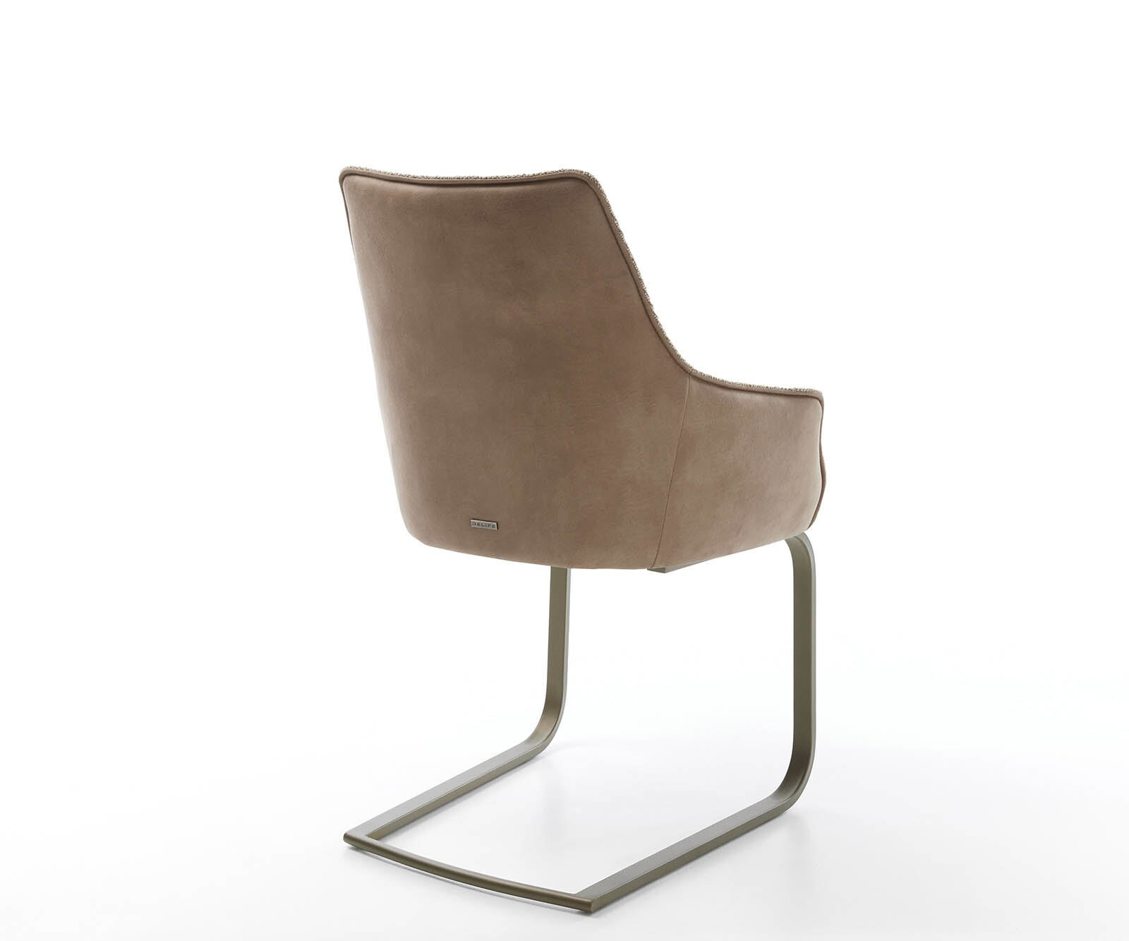 Cantilever Alja-Flex avec accoudoirs tissu mixte couleur boue pied cantilever plat aspect titane ressorts ensachés 5
