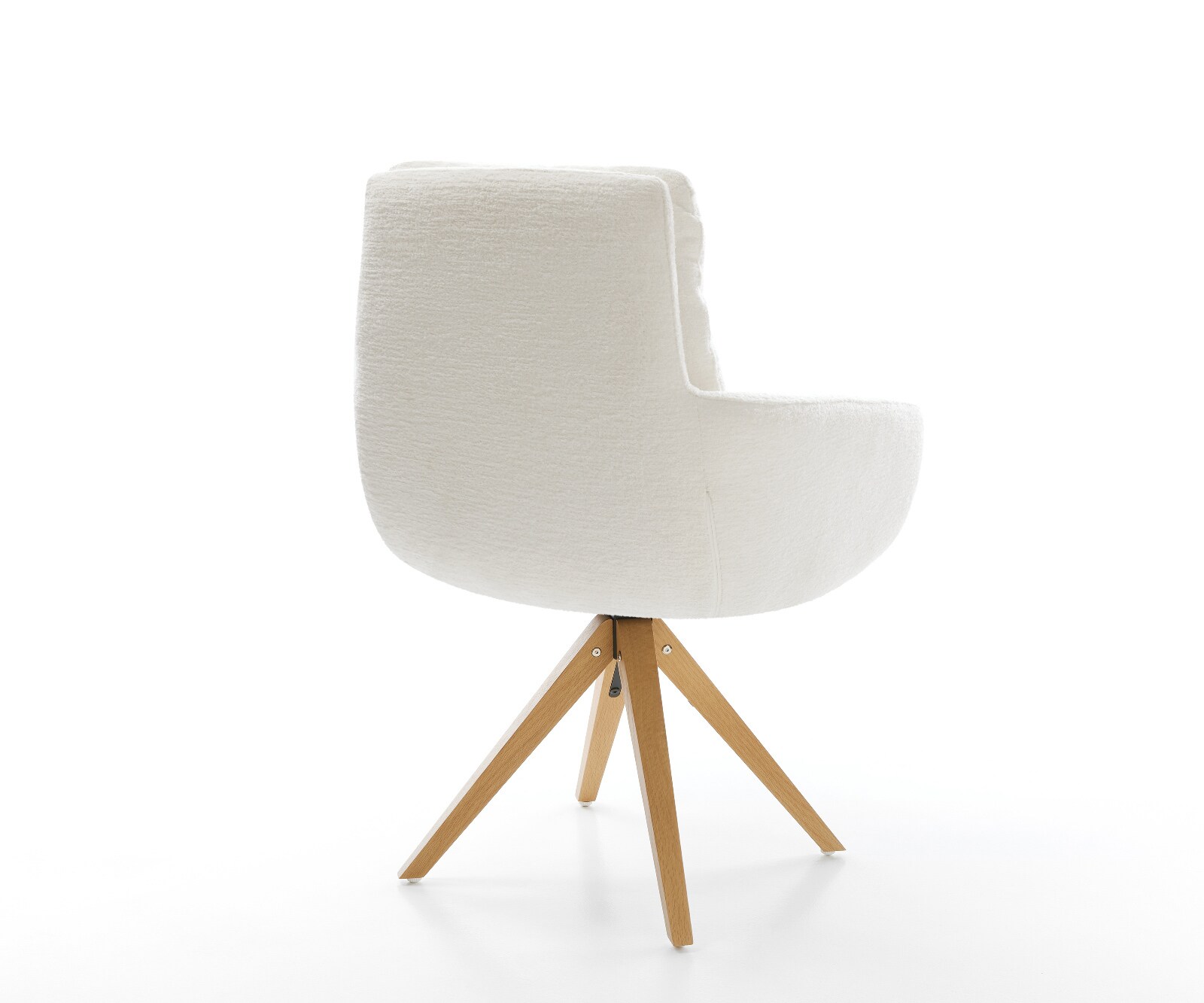 Chaise-pivotante Abelia-Flex avec accoudoirs bouclé doux beige pied en bois angulaire naturel pivotement sur 180° 4