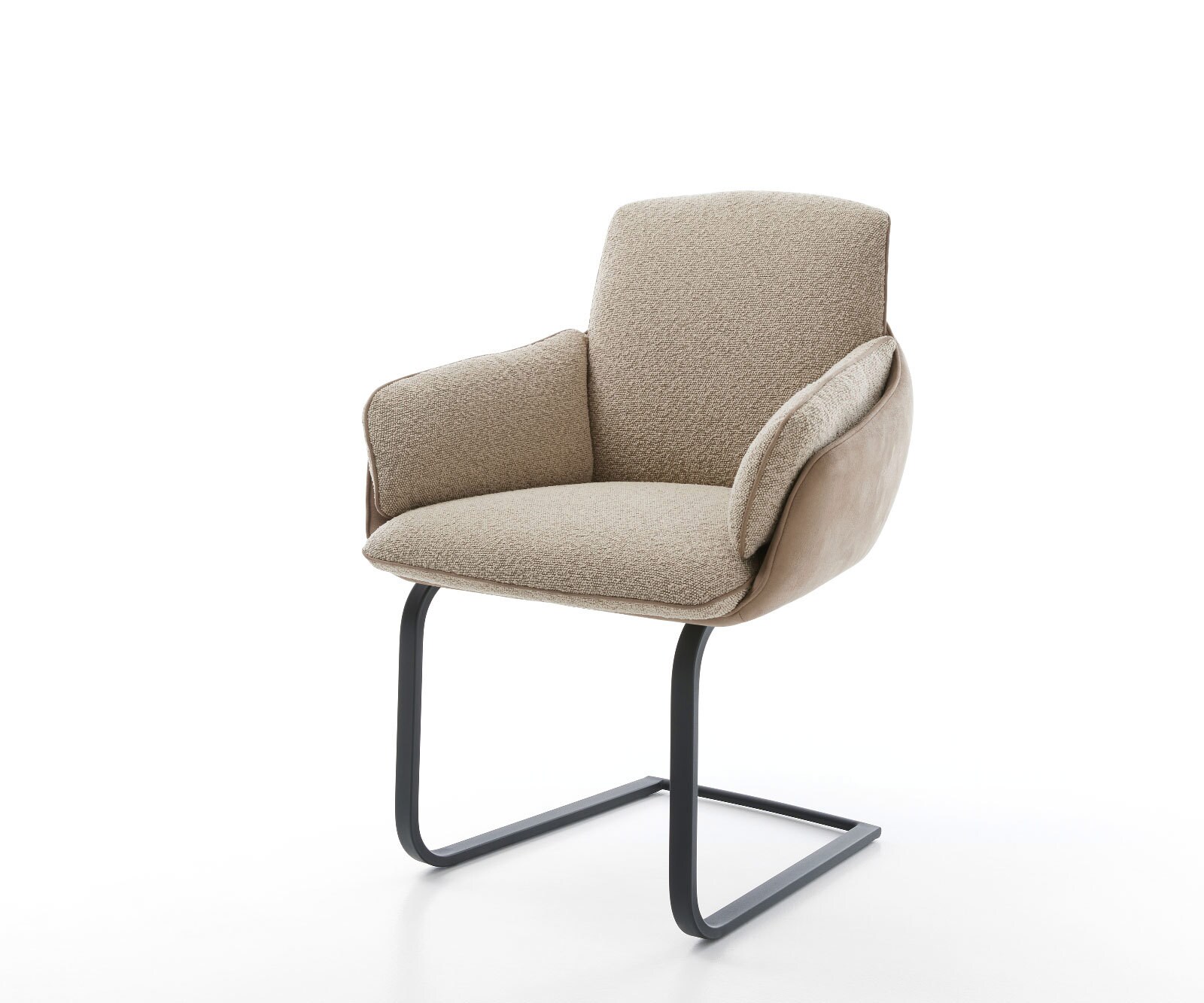 Cantilever Luan-Flex avec accoudoirs tissu mixte couleur boue pied cantilever plat noir Cantilever Luan-Flex avec accoudoirs tissu mixte couleur boue pied cantilever plat noir