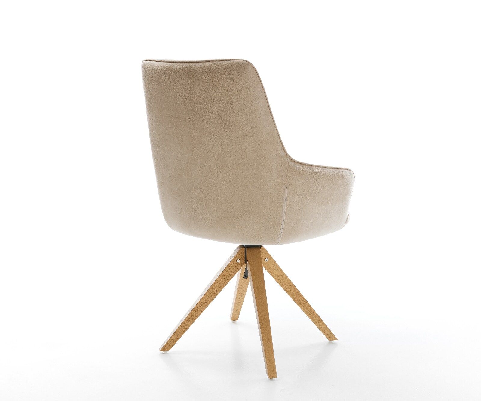 Chaise-pivotante Zelia-Flex avec accoudoirs microfibre beige vintage pied en bois angulaire naturel pivotement sur 180° ressorts ensachés 5