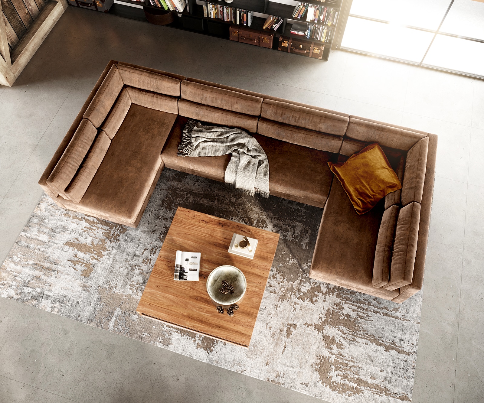 Canapé-panoramique Elio XL 400x185 cm simili cuir vintage marron antique 3 Canapé-panoramique Elio XL 400x185 cm simili cuir vintage marron antique 3