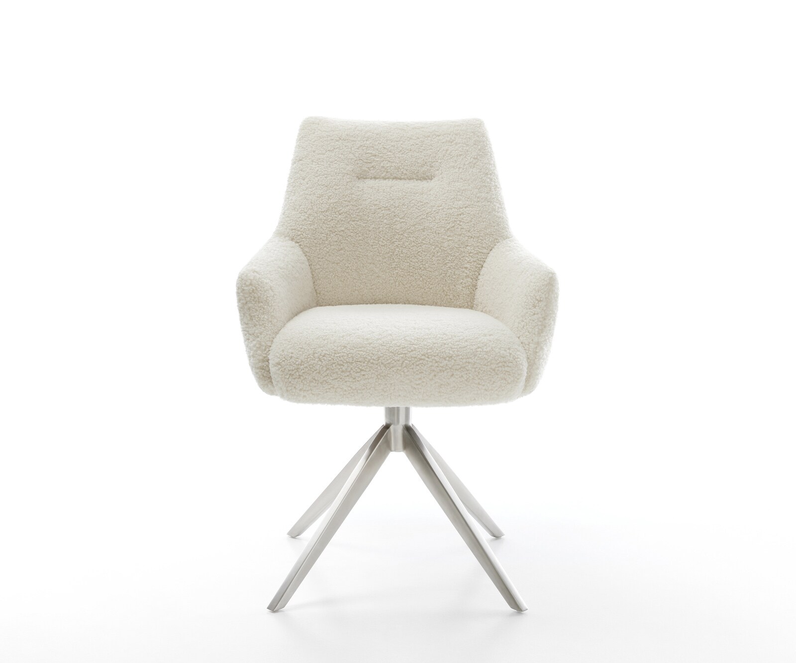 Chaise-pivotante Alja-Flex avec accoudoirs tissu teddy beige pied croisé large acier inoxydable pivotement sur 360° fonction bascule resorts ensachés 2