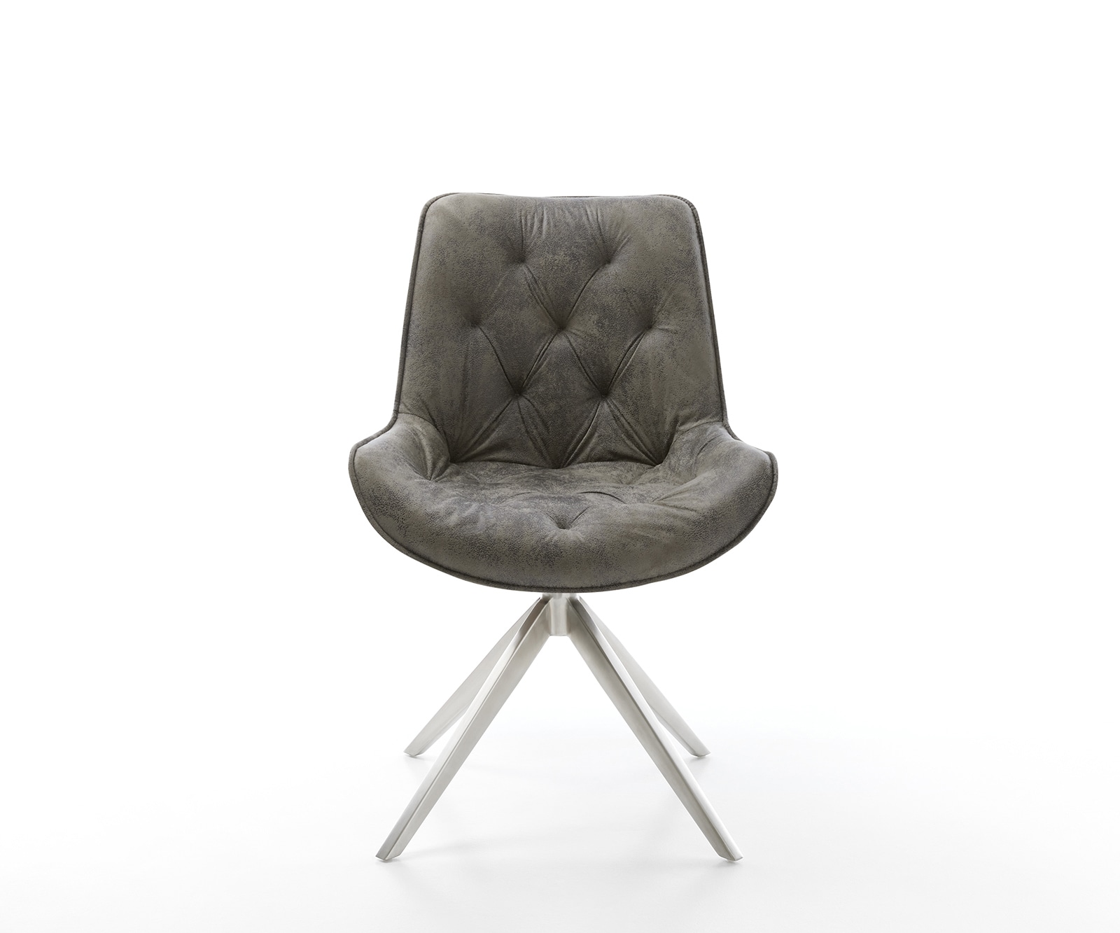 Chaise-de-salle-à-manger Taimi-Flex microvelours gris antique pied croisé large acier inoxydable brossé 1 Chaise-de-salle-à-manger Taimi-Flex microvelours gris antique pied croisé large acier inoxydable brossé 1