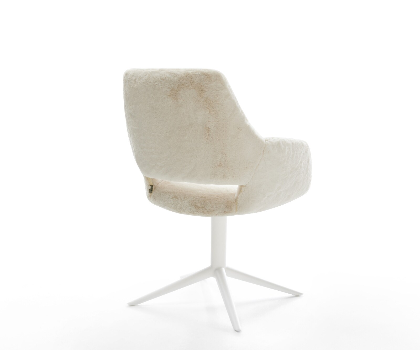 Chaise-pivotante Yago-Flex avec accoudoirs peluche crème-blanc pied de chaise 4 branches blanc pivotement sur 360° fonction bascule resorts ensachés 5