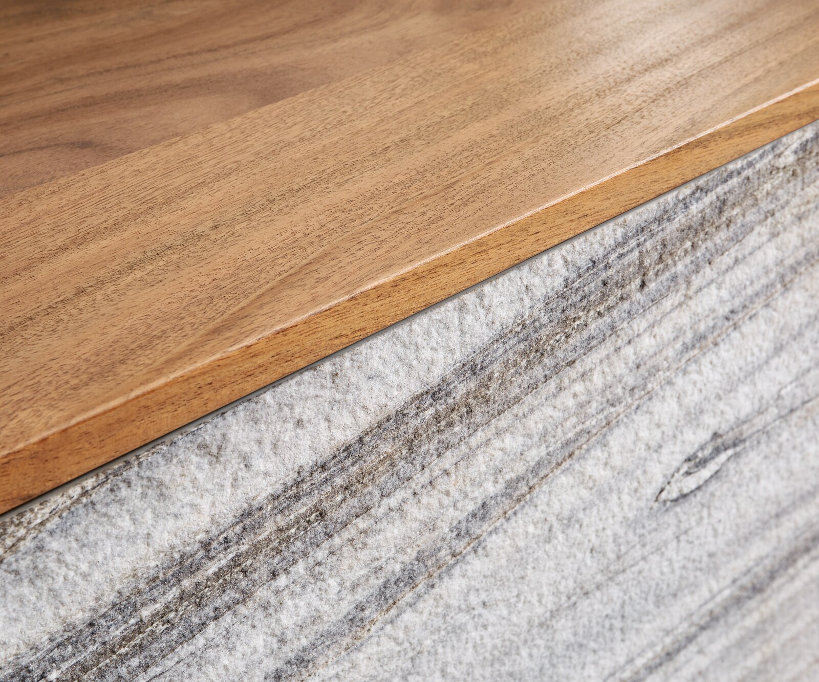 Commode Kleo 175 cm acacia naturel 4 portes pieds en V inox 2
