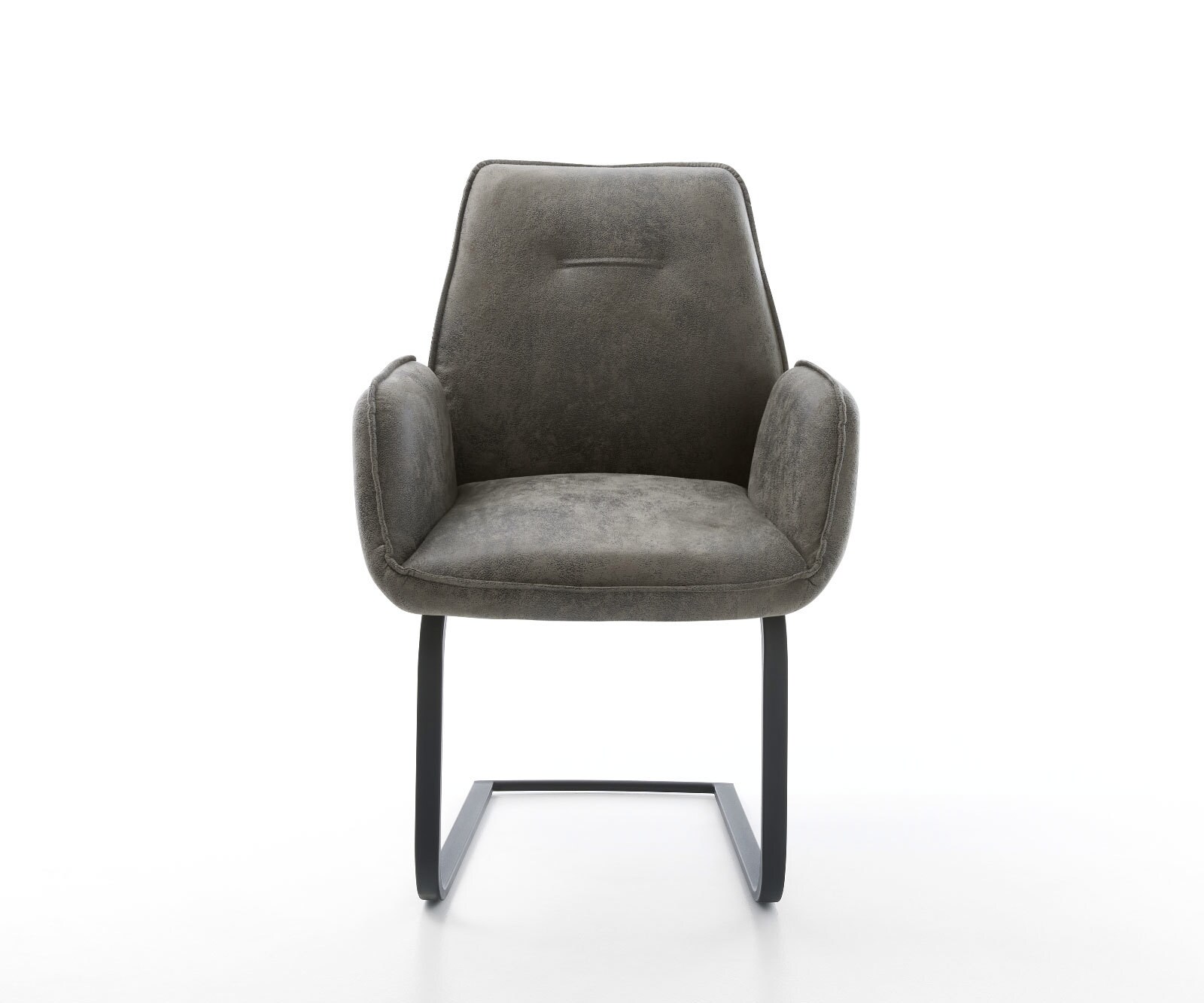 Cantilever Zoa-Flex microvelours gris antique pied cantilever plat noir ressorts ensachés 1