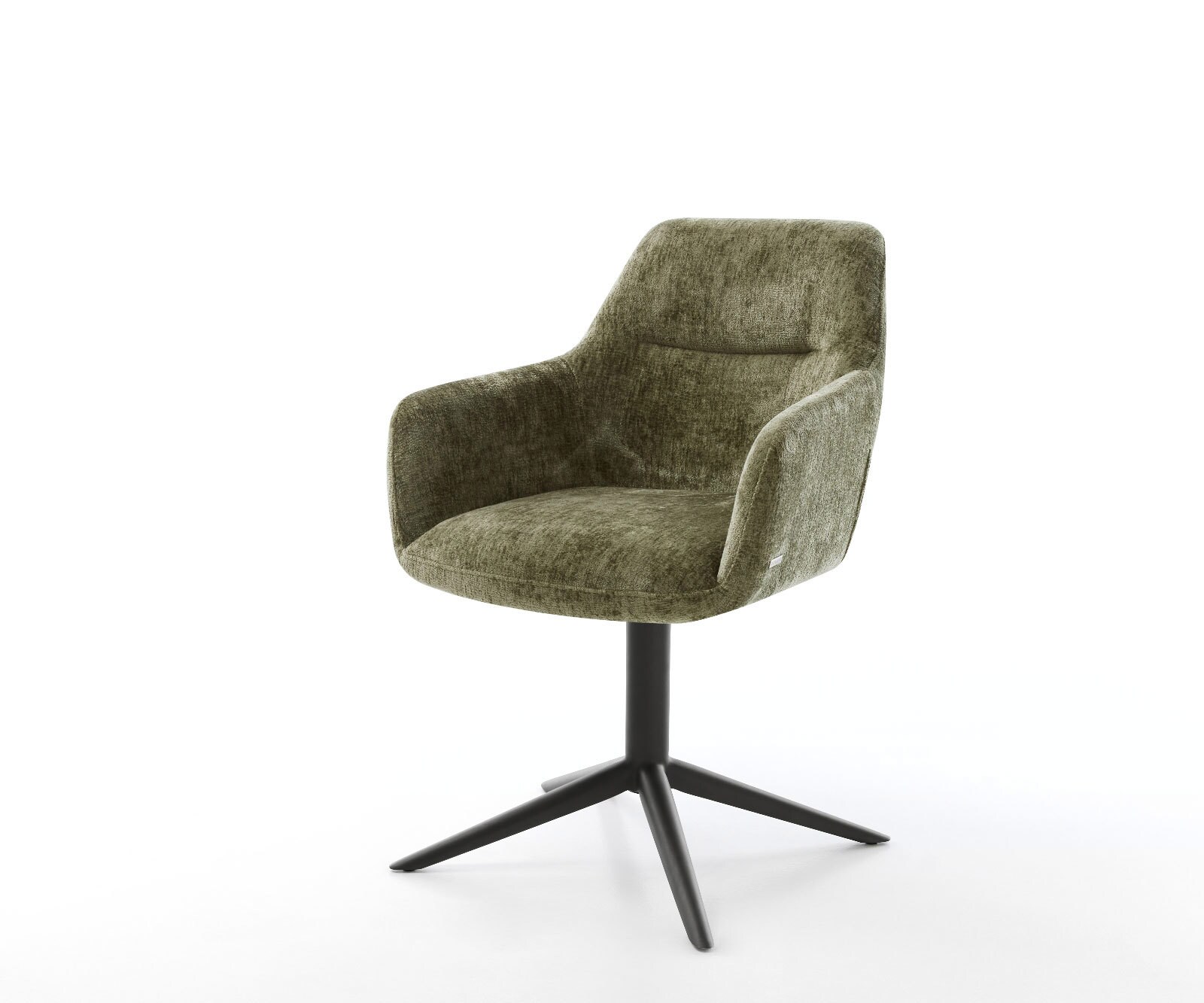 Chaise-pivotante Pejo-Flex chenille olive pied de chaise 4 branches noir pivotement sur 360° fonction bascule ressorts ensachés 1