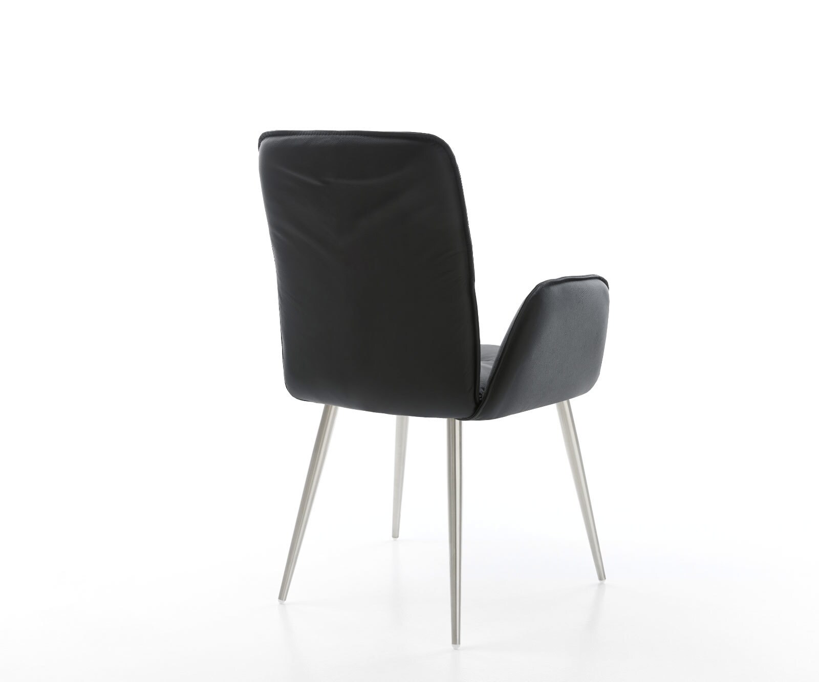 Chaise-de-salle-à-manger Vinja-Flex cuir de vache noir 4 pieds coniques acier inoxydable brossé 4 Chaise-de-salle-à-manger Vinja-Flex cuir de vache noir 4 pieds coniques acier inoxydable brossé 4