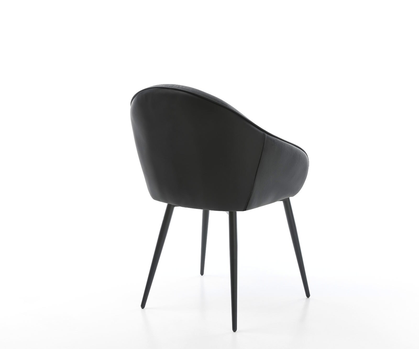 Chaise-de-salle-à-manger Gaio-Flex cuir de vache noir 4 pieds coniques noir 4