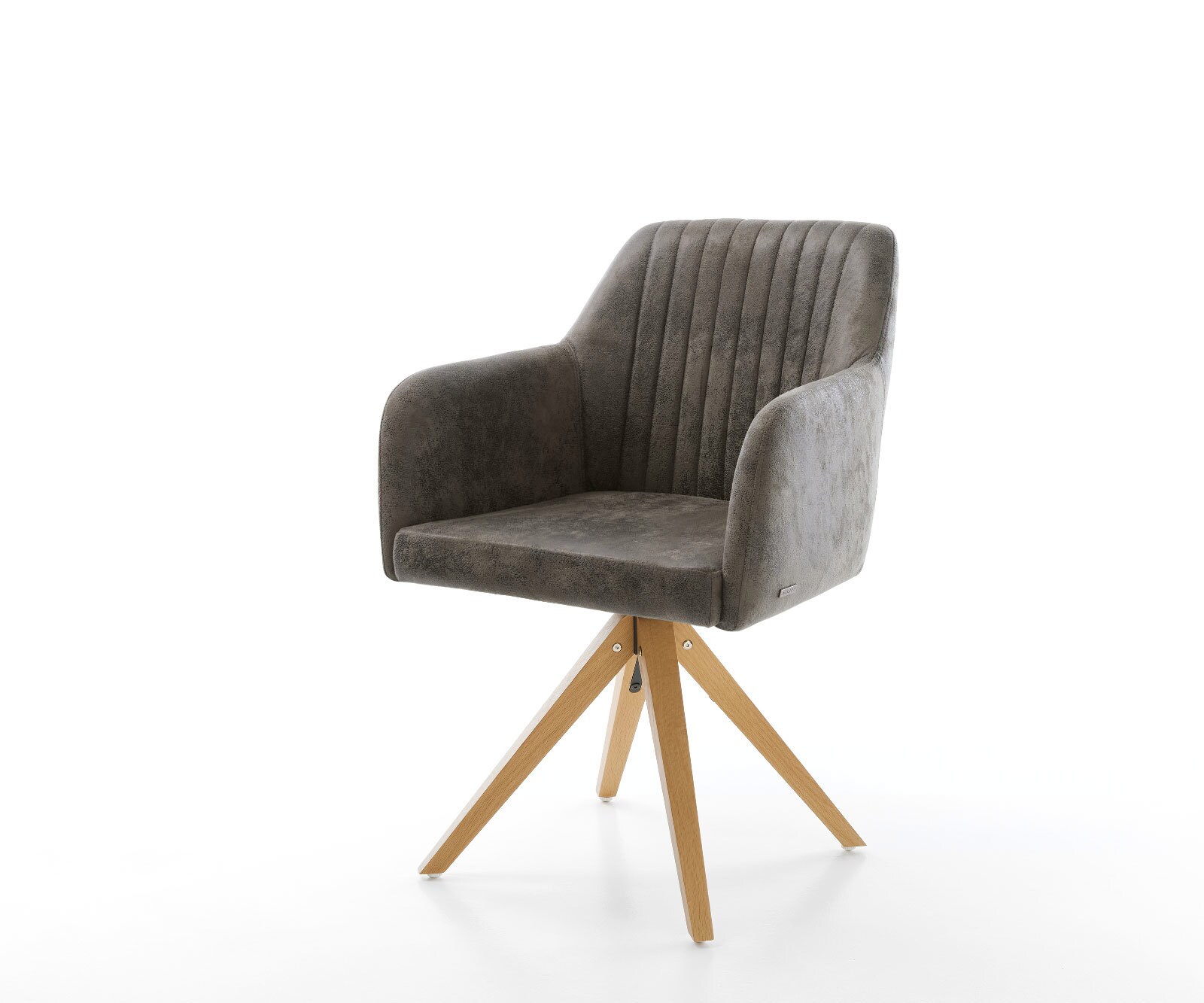 Chaise-de-salle-à-manger Greg-Flex microvelours gris antique pied en bois angulaire naturel ressorts ensachés