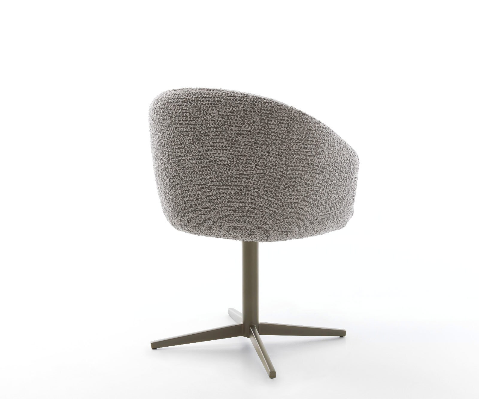 Chaise-pivotante Caja-Flex avec accoudoirs bouclé gris argenté pied de chaise 4 branches aspect titane pivotement sur 360° ressorts ensachés 4