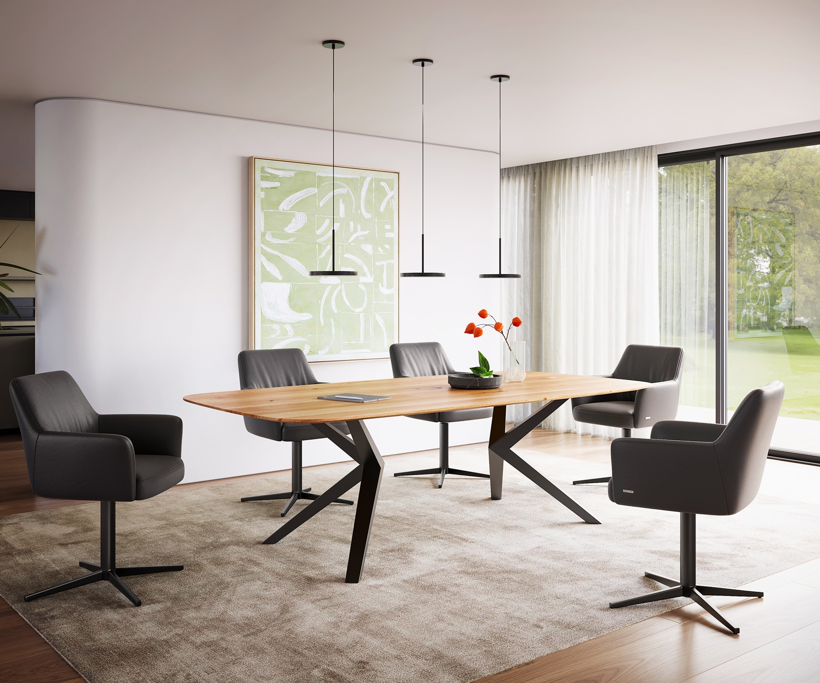 Table à manger Edge Boot 240x120x2,5-3 chêne naturee Zenthara Angulaire métal noir bord suisse 4 Table à manger Edge Boot 240x120x2,5-3 chêne naturee Zenthara Angulaire métal noir bord suisse 4