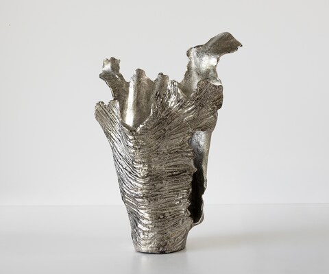 Vase Corallo l43 x P24 x H61 cm Aluminium Platin Fait main