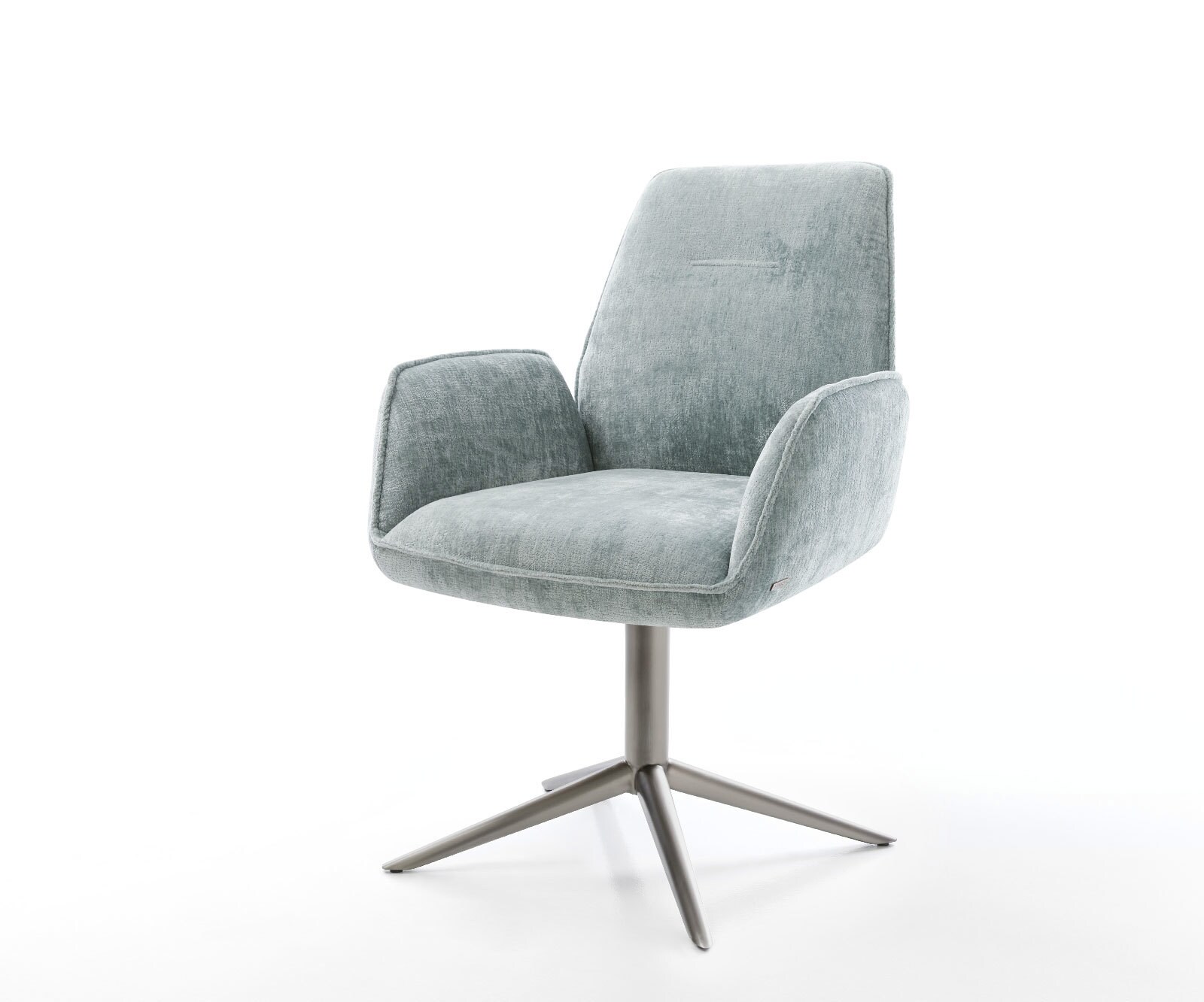 Chaise-pivotante Zoa-Flex chenille bleu pastel pied de chaise 4 branches grafiete pivotement sur 360° fonction bascule ressorts ensachés 1