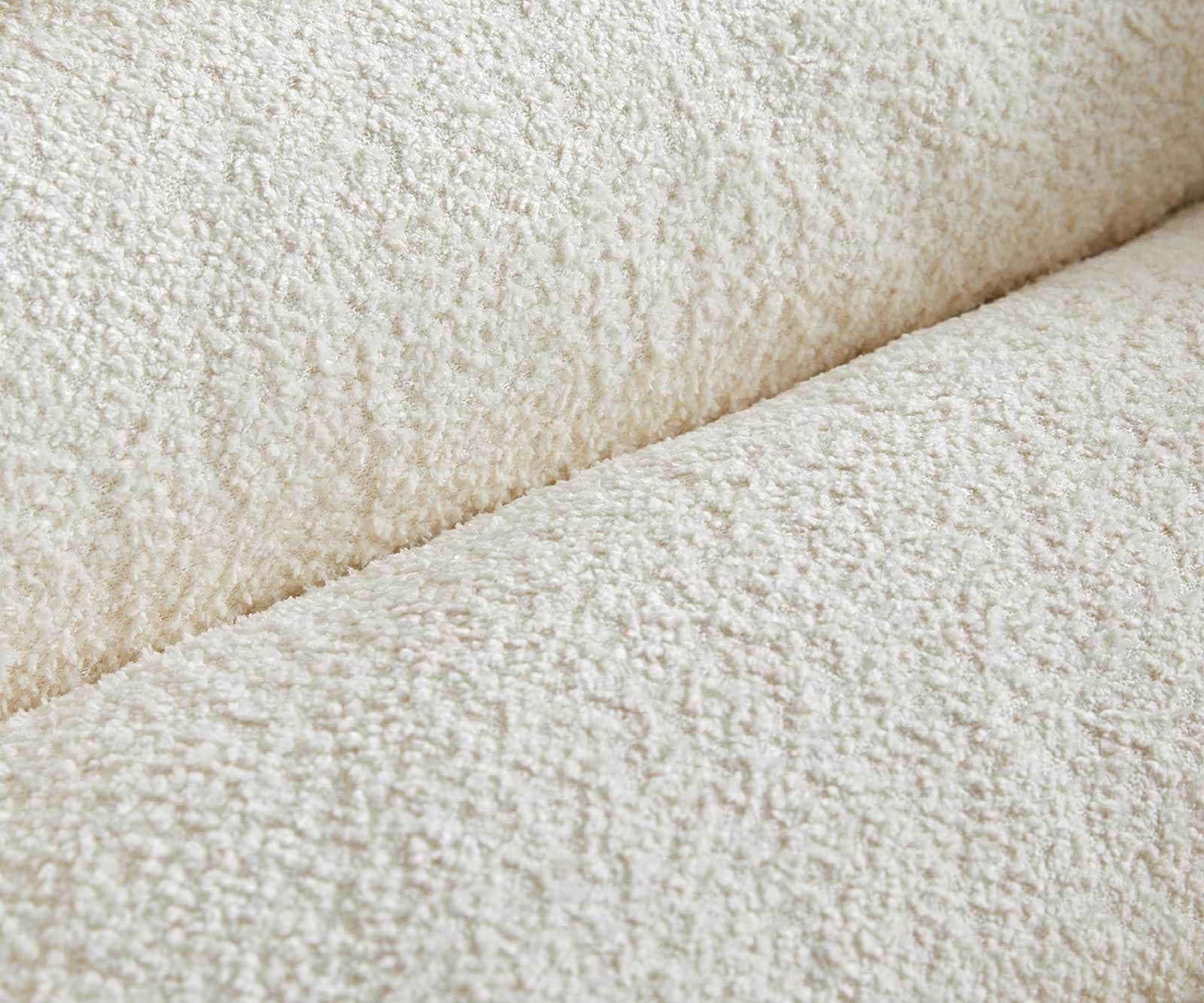 Chaise-de-salle-à-manger Nube-Flex bouclé blanc 4 pieds coniques acier inoxydable brossé ressorts ensachés 3