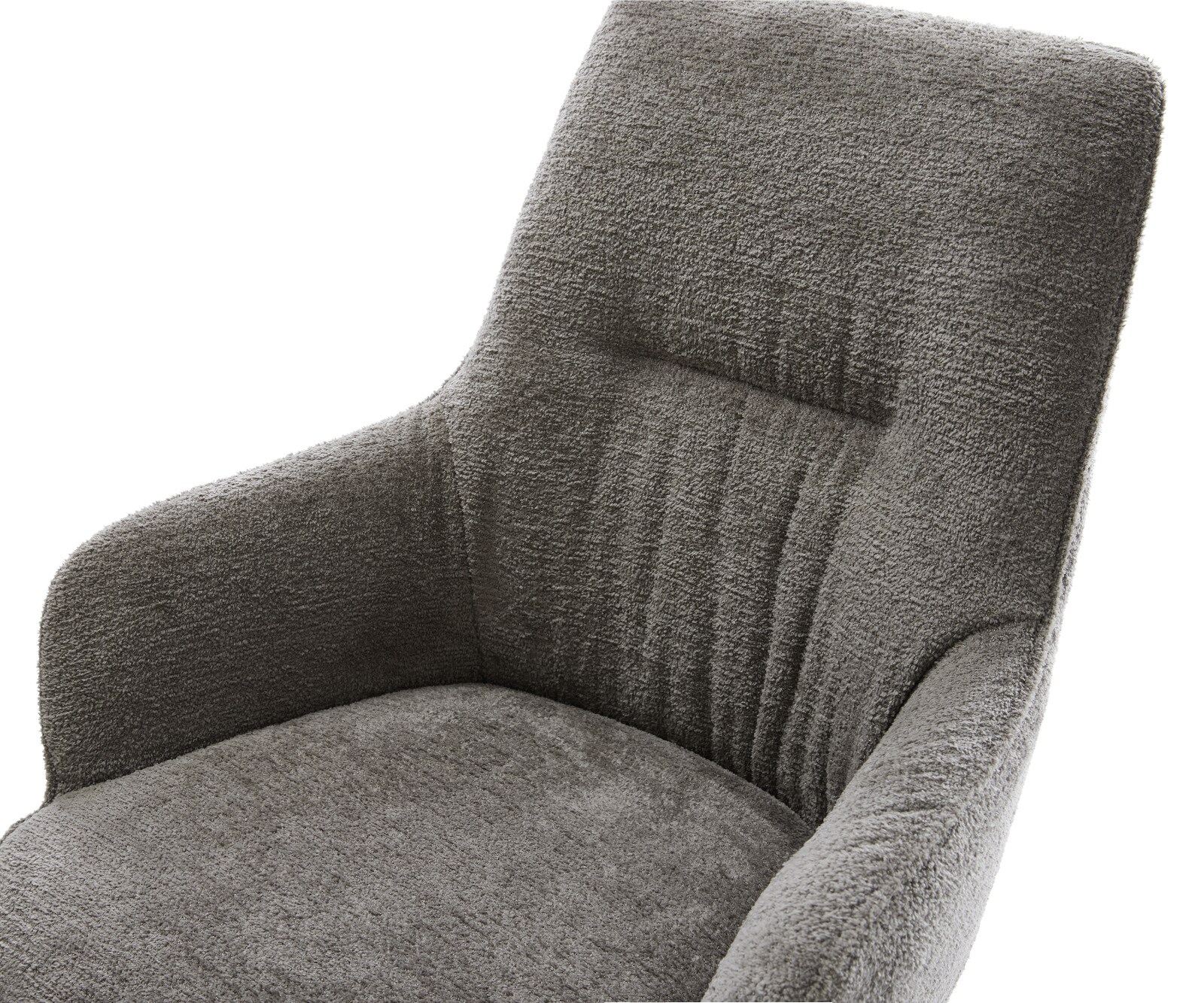 Chaise-pivotante Zelia-Flex avec accoudoirs bouclé doux couleur boue pied croisé large noir pivotement sur 360° fonction bascule resorts ensachés 4