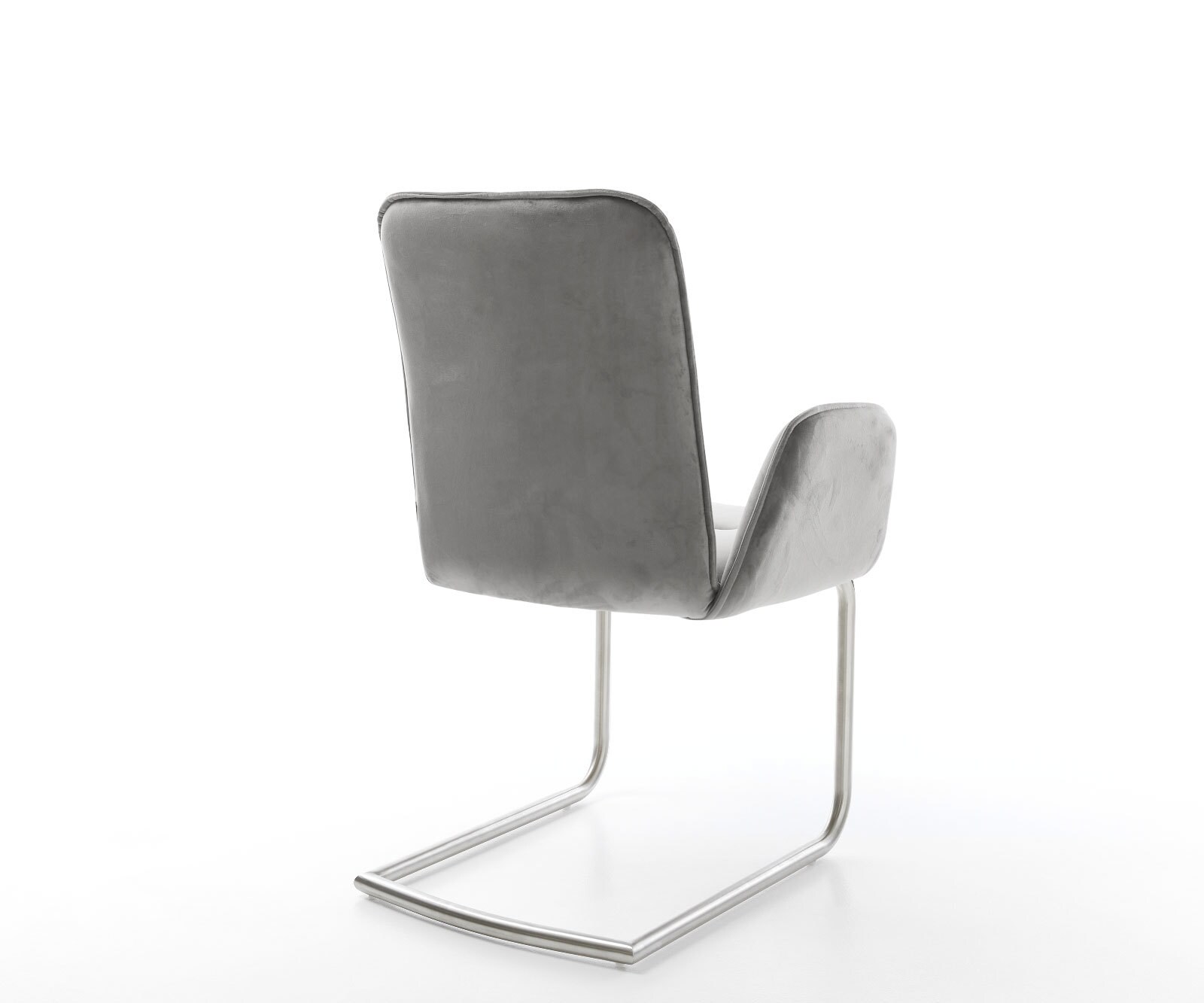 Cantilever Vinja-Flex velours gris pied cantilever rond acier inoxydable brossé 4 Cantilever Vinja-Flex velours gris pied cantilever rond acier inoxydable brossé 4