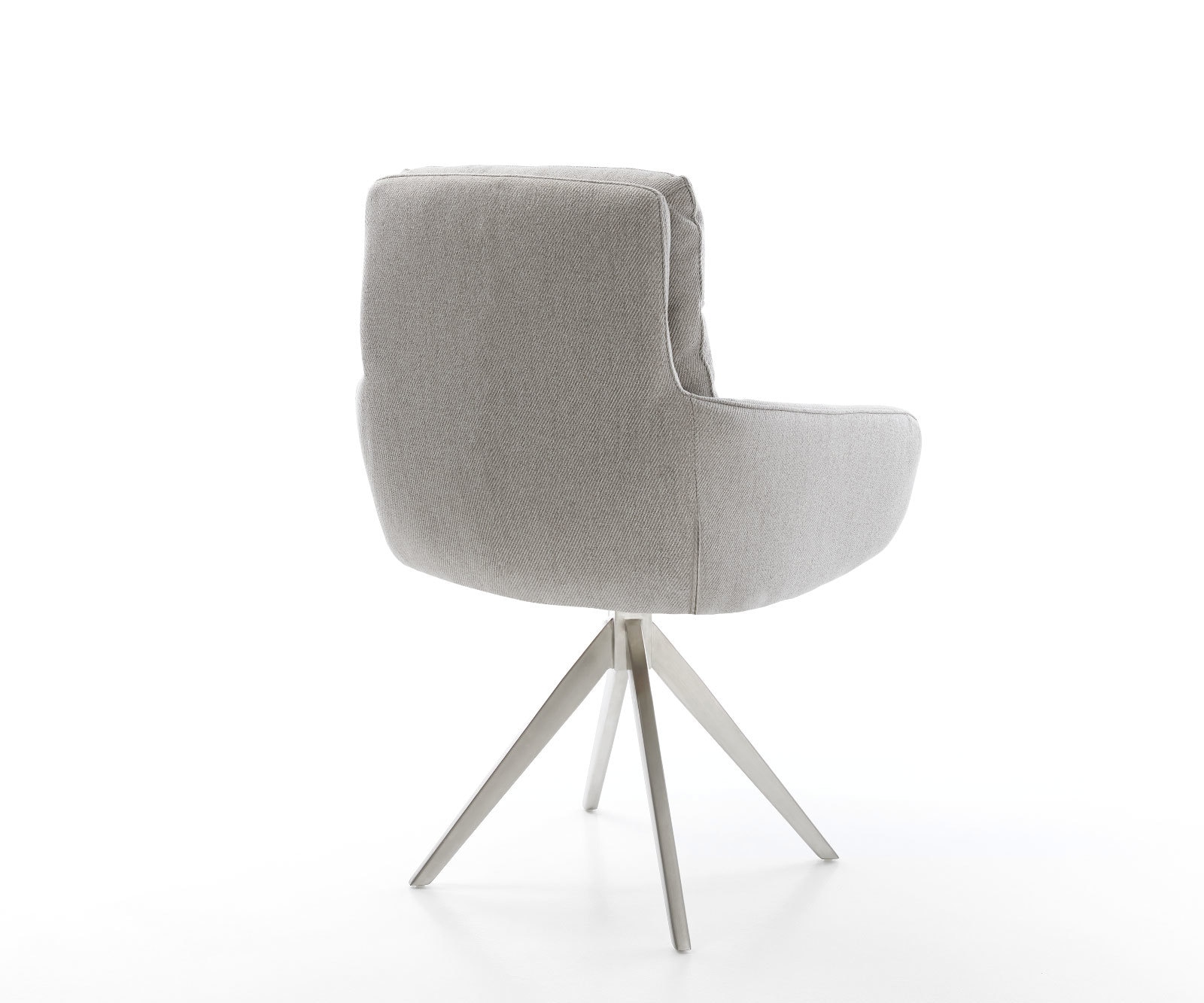 Chaise-de-salle-à-manger Abelia-Flex avec accoudoirs rayures gris clair pied croisé angulaire acier inoxydable brossé 4 Chaise-de-salle-à-manger Abelia-Flex avec accoudoirs rayures gris clair pied croisé angulaire acier inoxydable brossé 4