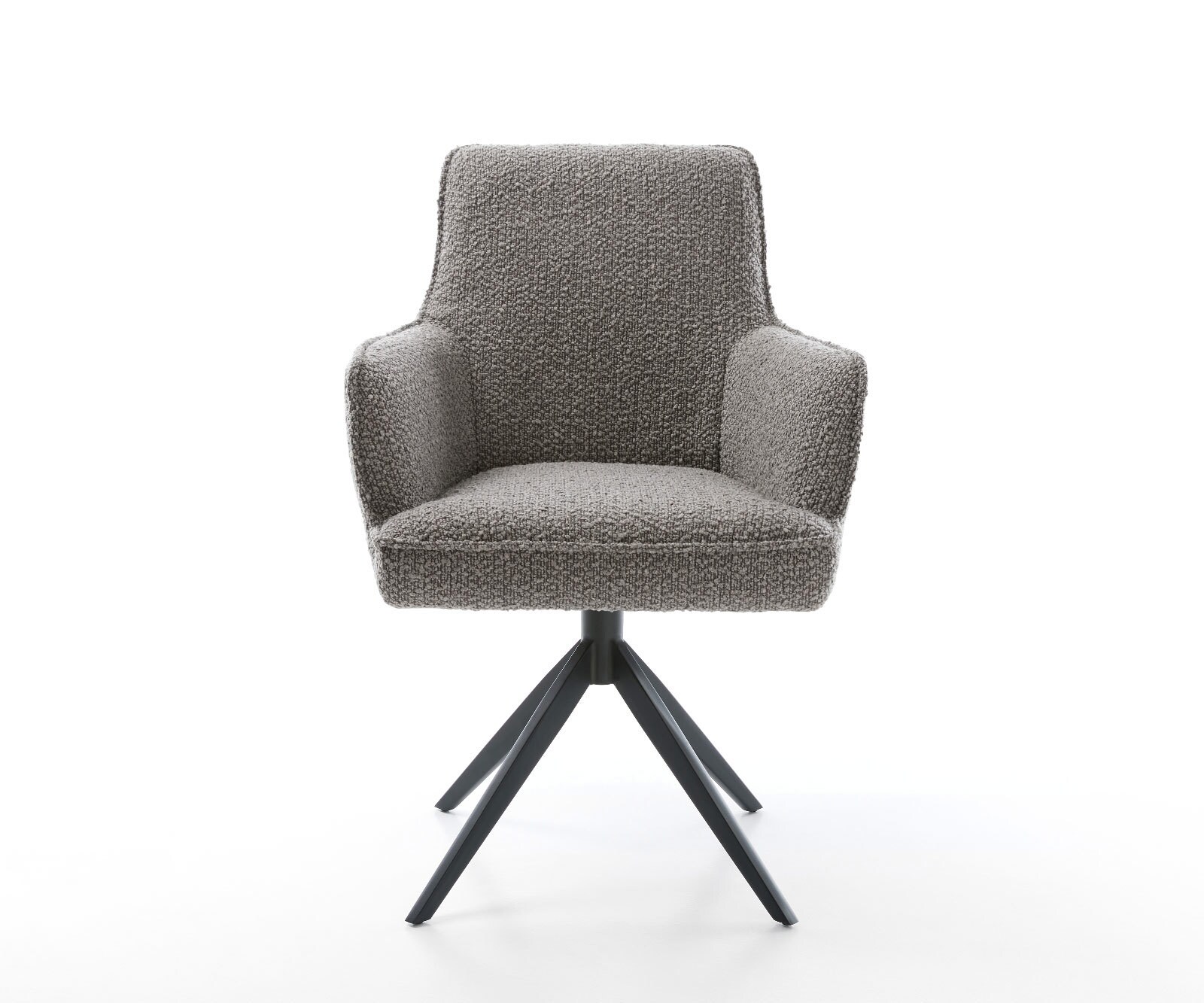 Chaise-pivotante Heira-Flex bouclé gris argenté pied croisé large noir pivotement sur 360° fonction bascule ressorts ensachés 1