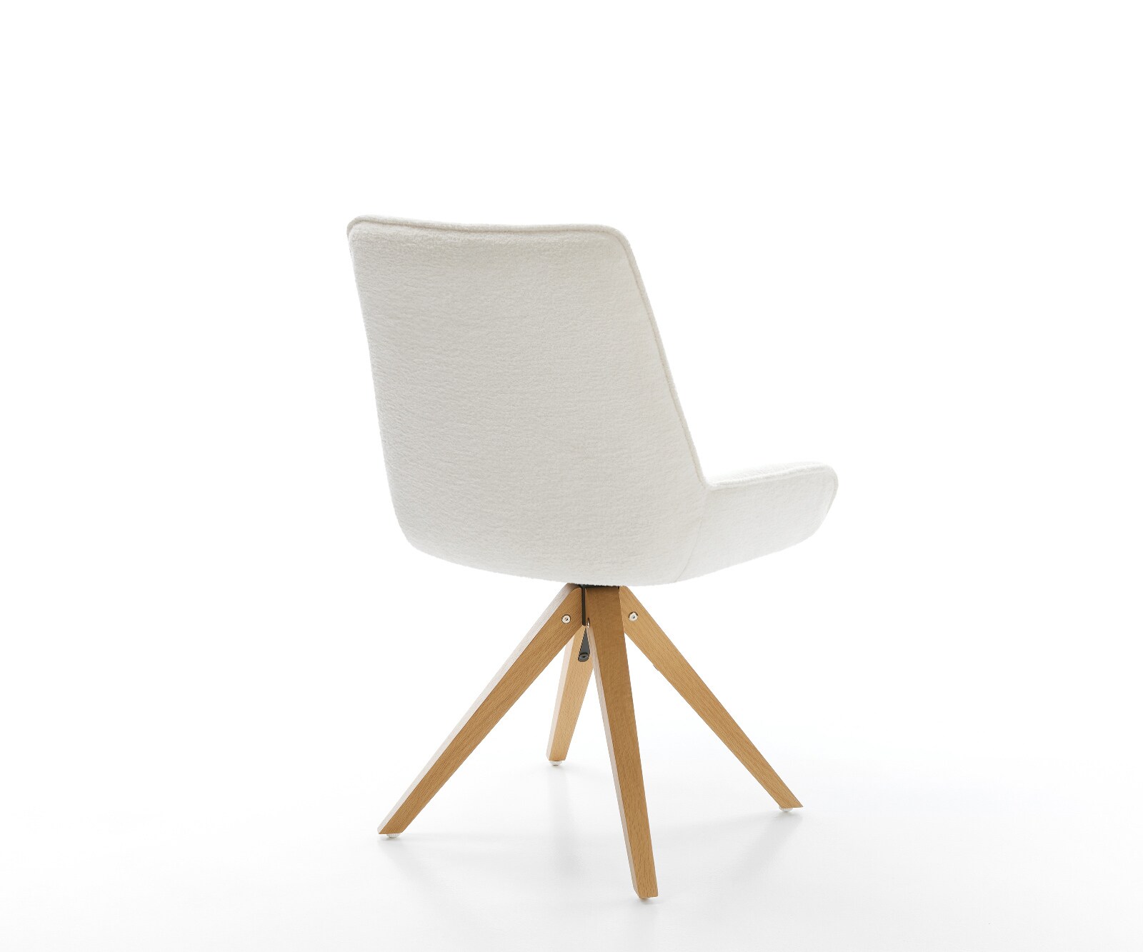 Chaise-pivotante Taimi-Flex bouclé doux beige pied en bois angulaire naturel pivotement sur 180° 4