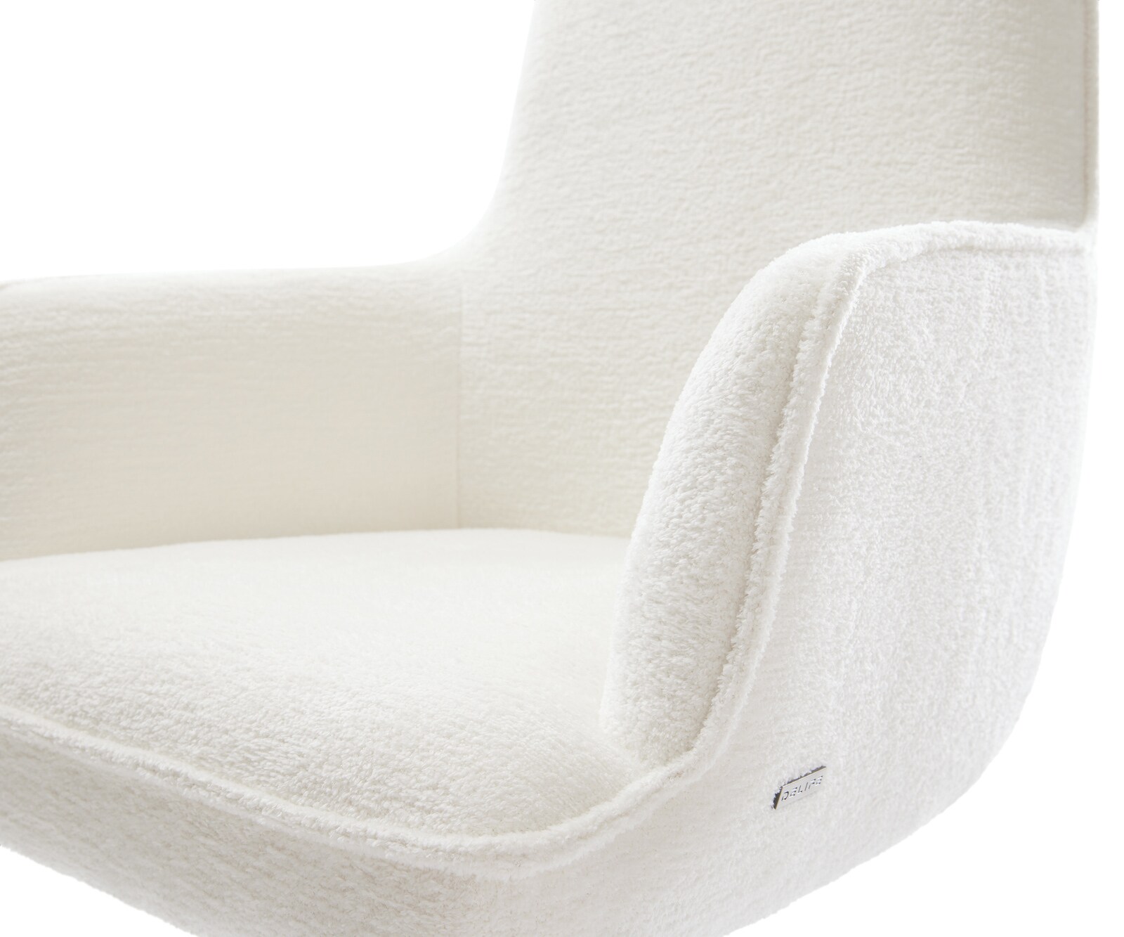 Cantilever Heira-Flex avec accoudoirs bouclé doux beige pied cantilever plat aspect titane resorts ensachés 4