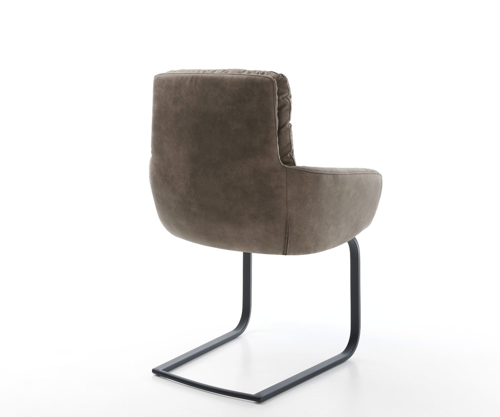 Cantilever Abelia-Flex avec accoudoirs microvelours taupe vintage pied cantilever plat noir 5