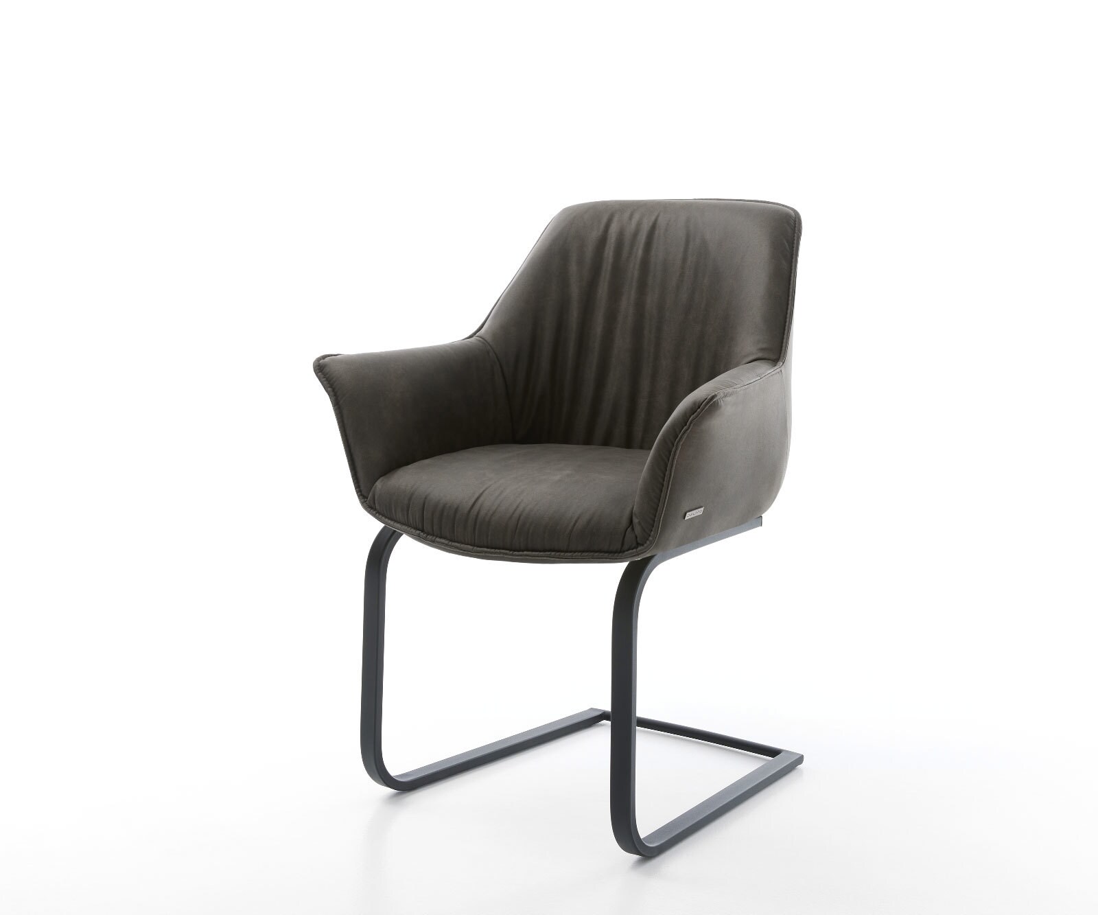 Cantilever Keila-Flex avec accoudoirs microvelours anthracite vintage pied cantilever plat noir