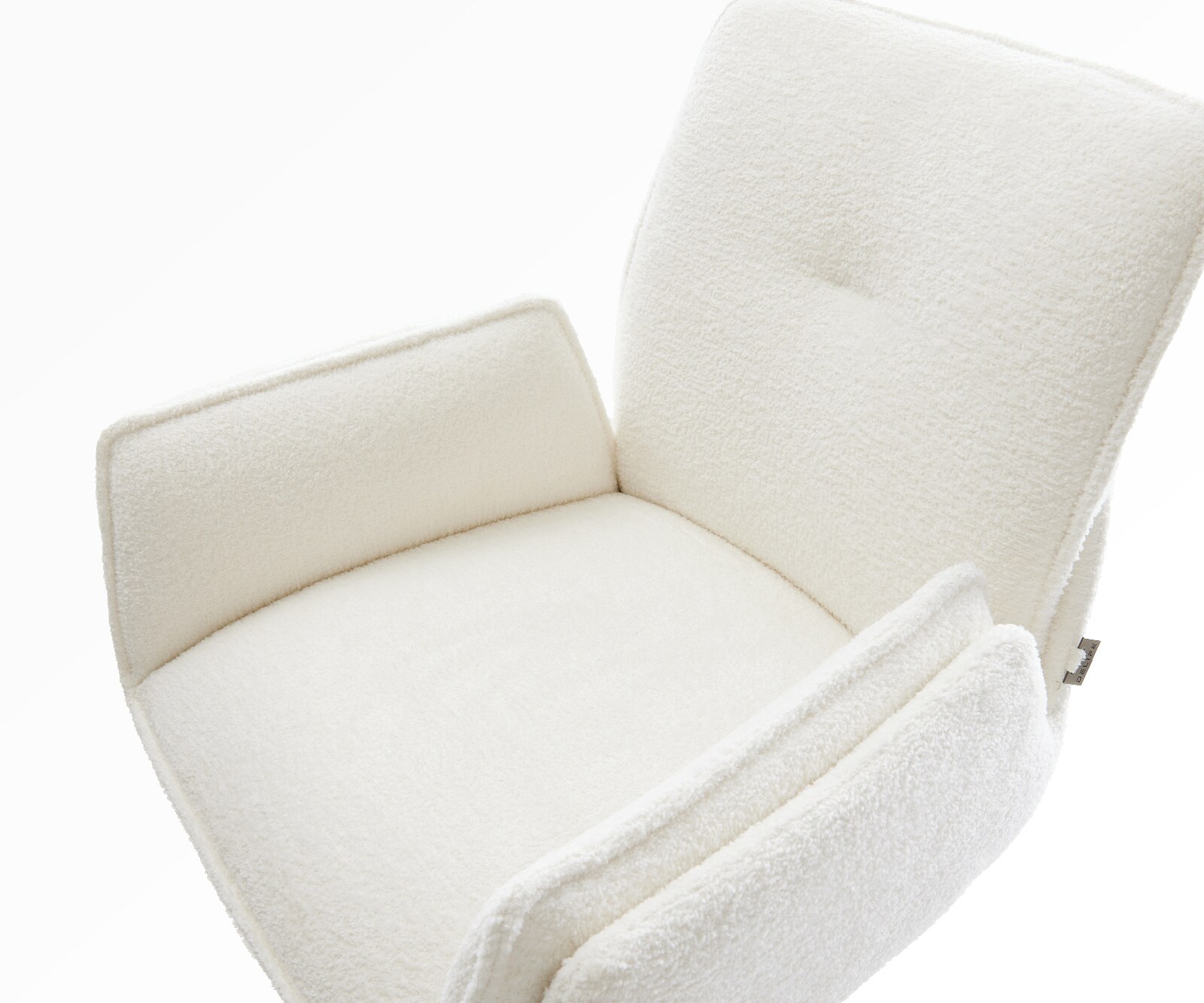 Chaise-de-bar Nela-Flex Bouclé doux Beige Pied cantilever acier inoxydable Argent 3
