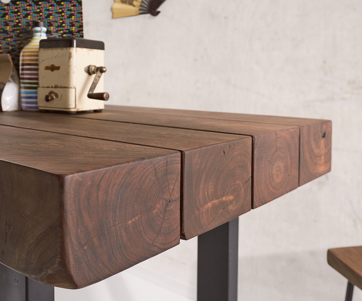 Table-bar Blokk 165x60cm acacia marron avec cadre en métal  3 Table-bar Blokk 165x60cm acacia marron avec cadre en métal  3