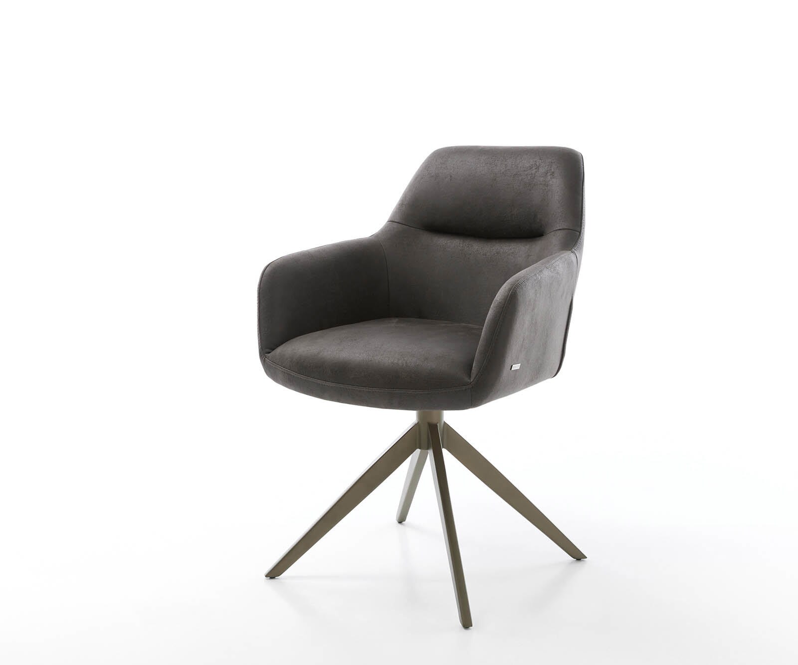 Chaise-pivotante Pejo-Flex microvelours anthracite vintage pied croisé large aspect titane pivotement sur 360° ressorts ensachés