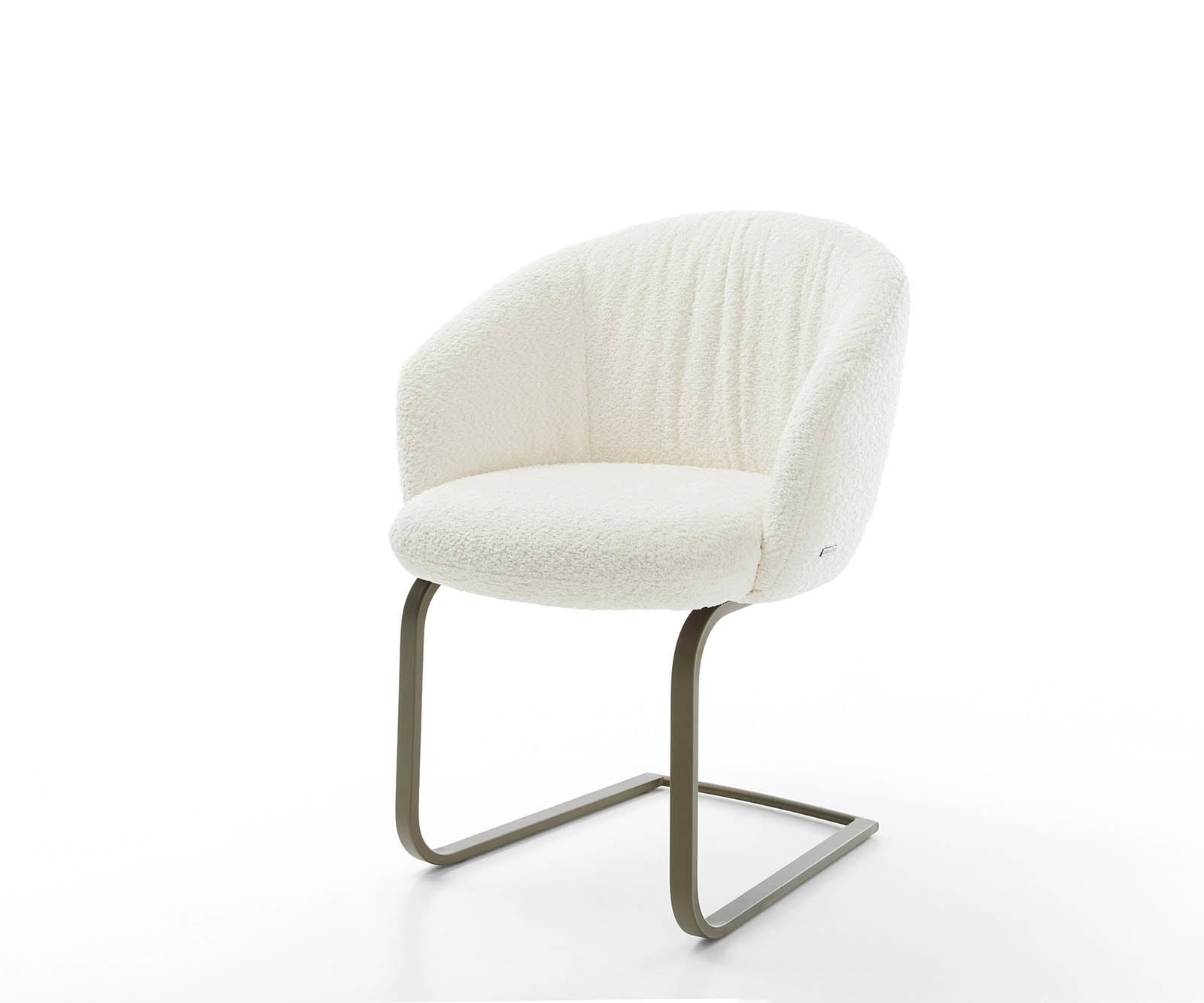 Cantilever Caja-Flex avec accoudoirs bouclé blanc pied cantilever plat aspect titane ressorts ensachés Cantilever Caja-Flex avec accoudoirs bouclé blanc pied cantilever plat aspect titane ressorts ensachés