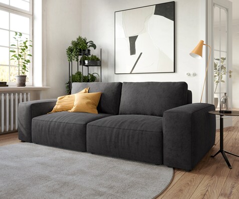 Big canapé Lanzo 230x95 cm microfibre noir