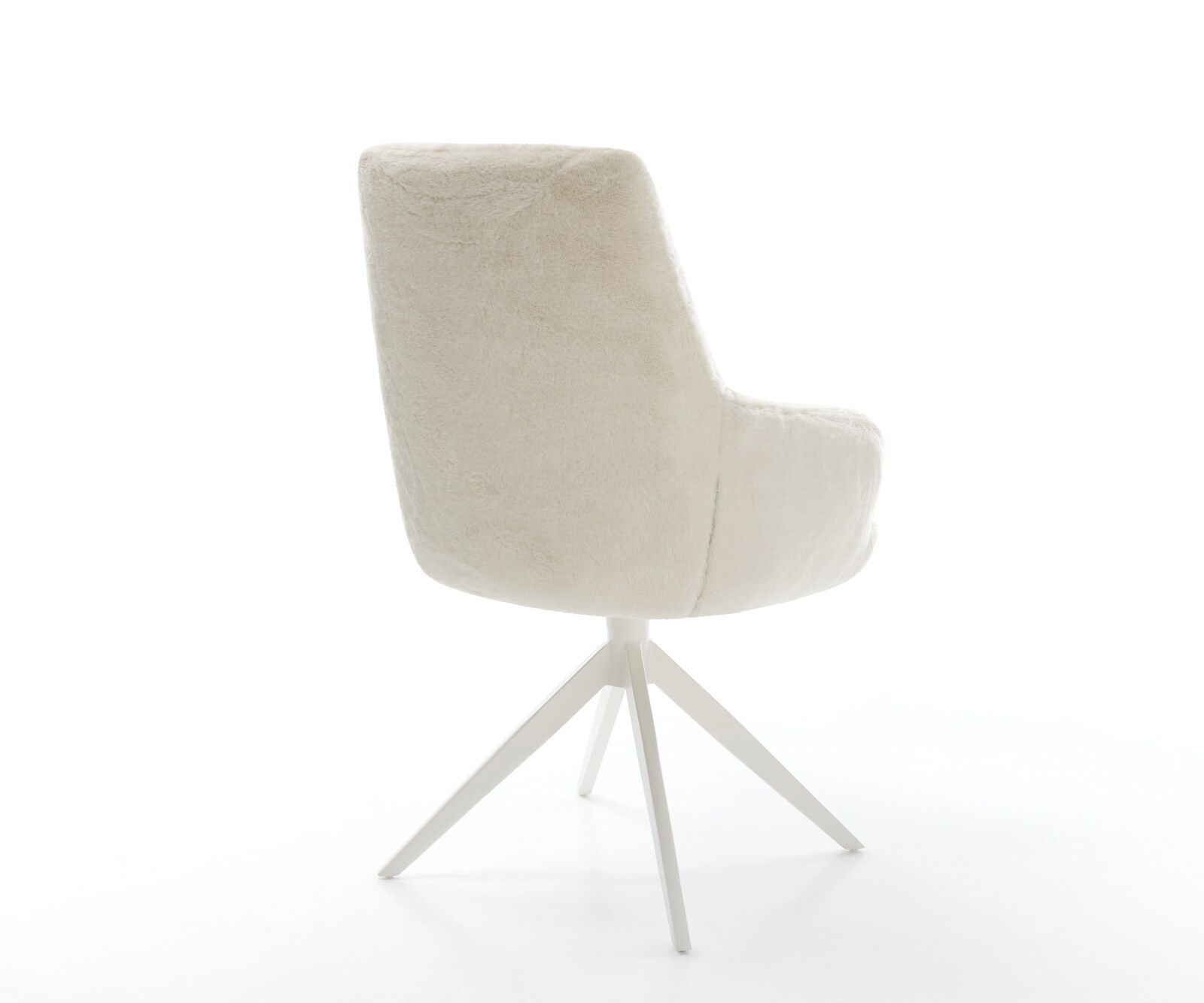 Chaise-pivotante Zelia-Flex avec accoudoirs peluche crème-blanc pied croisé large blanc pivotement sur 360° fonction bascule resorts ensachés 4