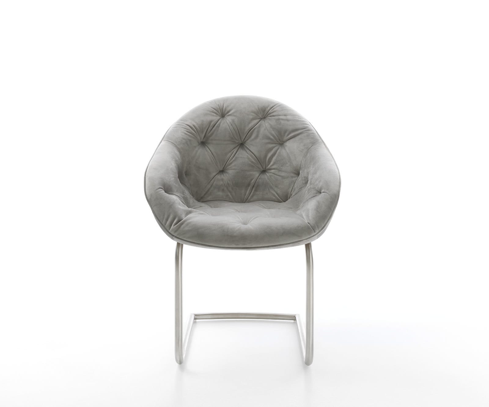Cantilever Gaio-Flex velours gris pied cantilever rond acier inoxydable brossé 1 Cantilever Gaio-Flex velours gris pied cantilever rond acier inoxydable brossé 1