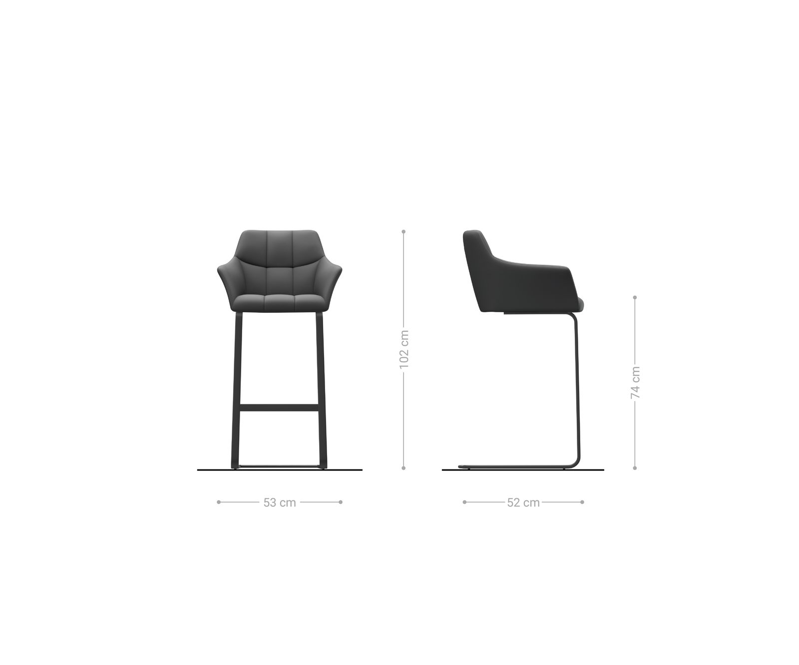 Chaise-de-bar Yulo-Flex cuir véritable noir chaise cantilever métal plat 6