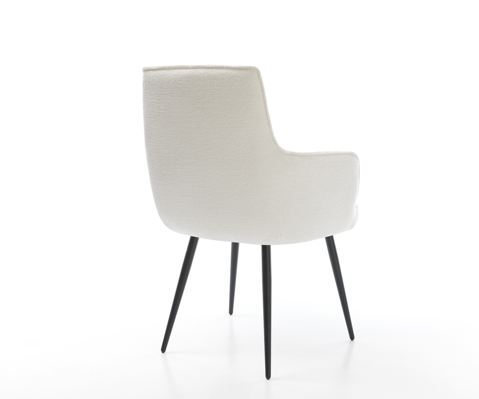 Chaise-de-salle-à-manger Heira-Flex avec accoudoirs bouclé doux beige 4 pieds coniques noir resorts ensachés 5