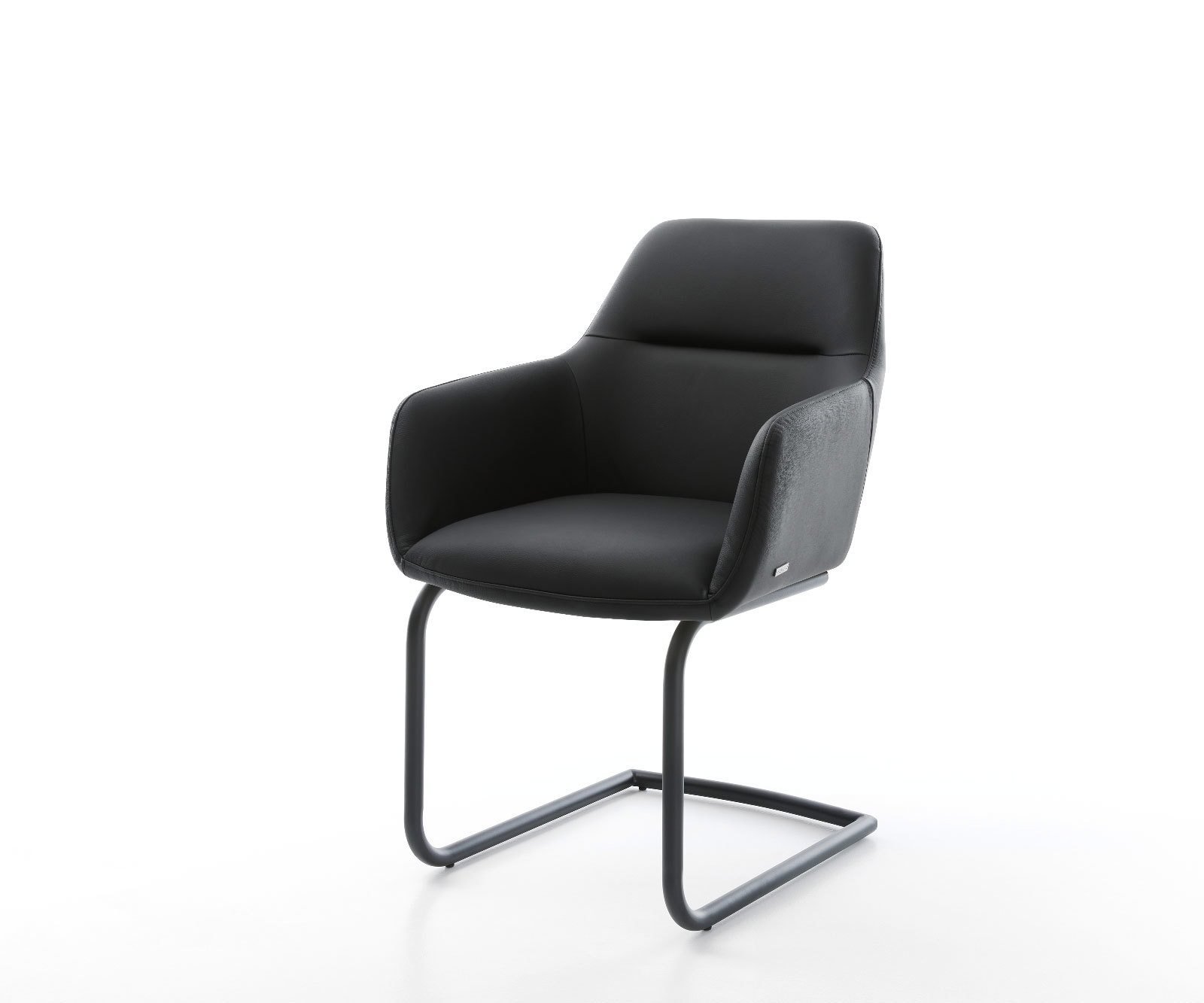 Cantilever Pejo-Flex cuir de vache noir pied cantilever rond noir ressorts ensachés Cantilever Pejo-Flex cuir de vache noir pied cantilever rond noir ressorts ensachés