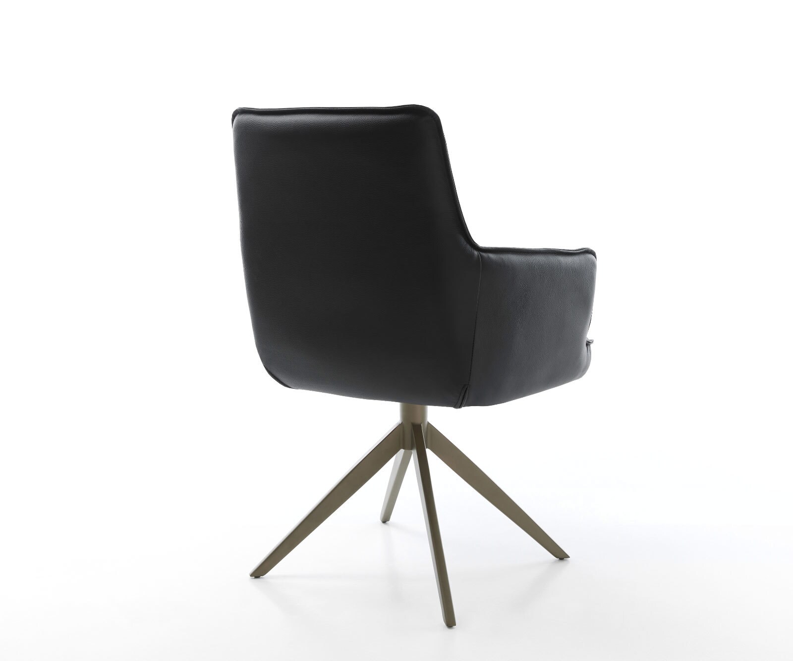 Chaise-pivotante Heira-Flex cuir de vache noir pied croisé large aspect titane pivotement sur 360° fonction bascule ressorts ensachés 4