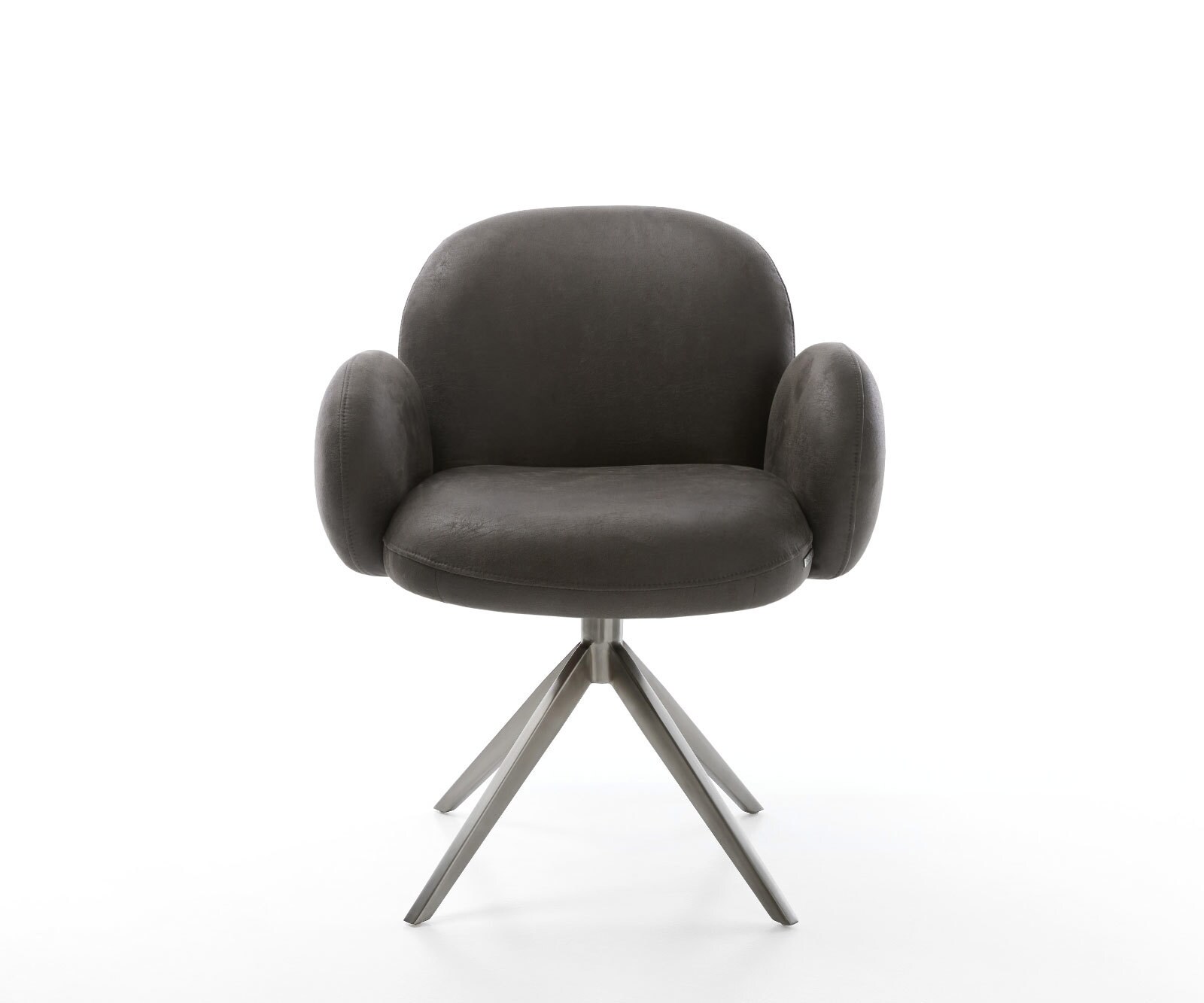 Chaise-pivotante Nube-Flex mit Armlehnen microvelours anthracite vintage pied croisé large grafiete pivotement sur 360° fonction bascule ressorts ensachés 2