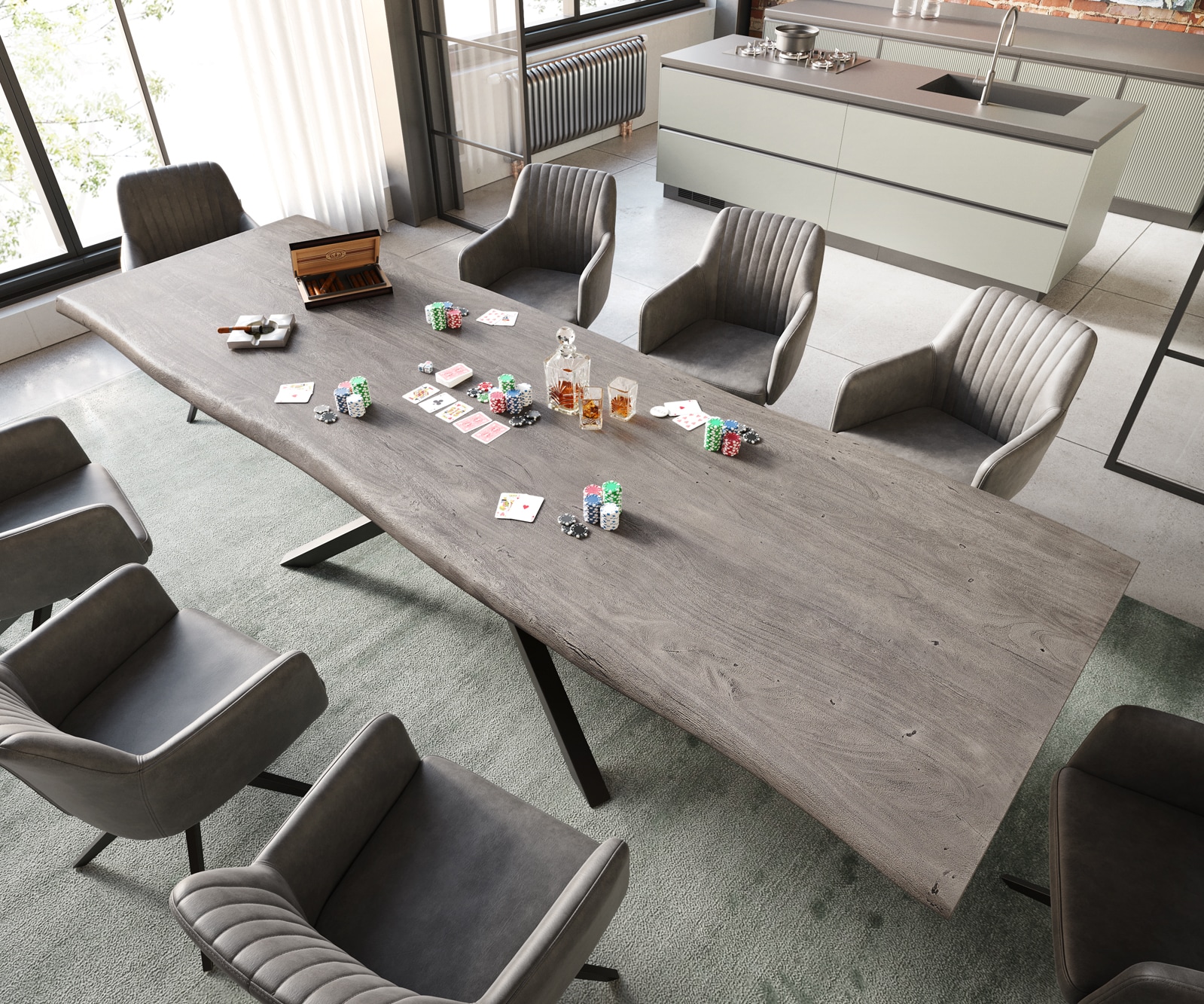 Table à manger Edge 300x100 XL acacia platine cadre croisé rectangle noir Live-Edge 1 Table à manger Edge 300x100 XL acacia platine cadre croisé rectangle noir Live-Edge 1