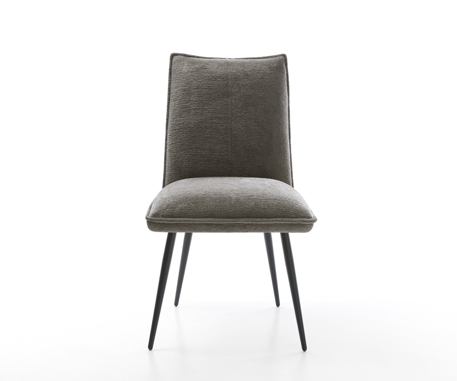 Chaise-de-salle-à-manger Lelio-Flex bouclé doux couleur boue 4 pieds coniques noir resorts ensachés 1