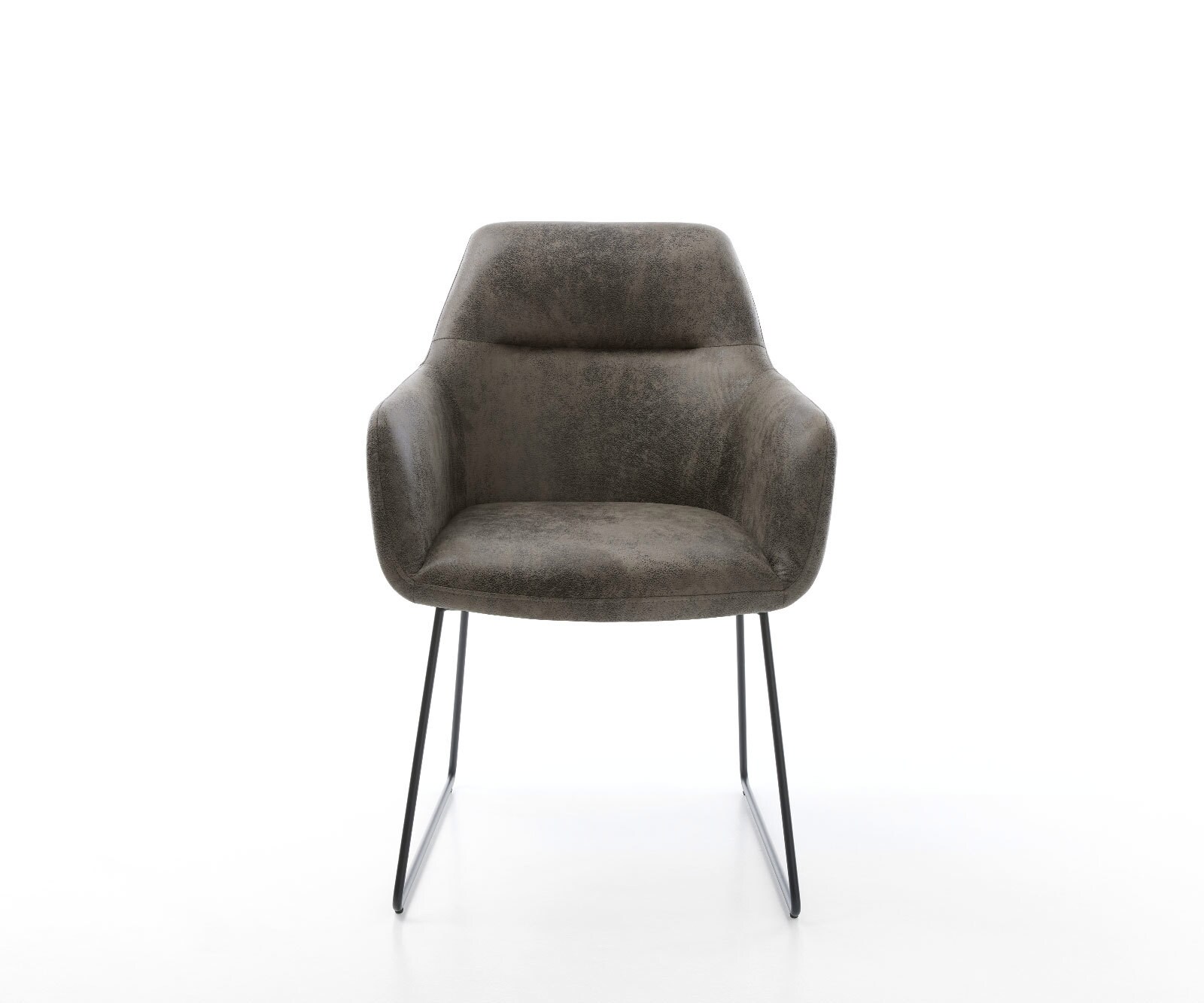 Chaise-de-salle-à-manger Pejo-Flex microvelours gris antique pied trapèze noir ressorts ensachés 1