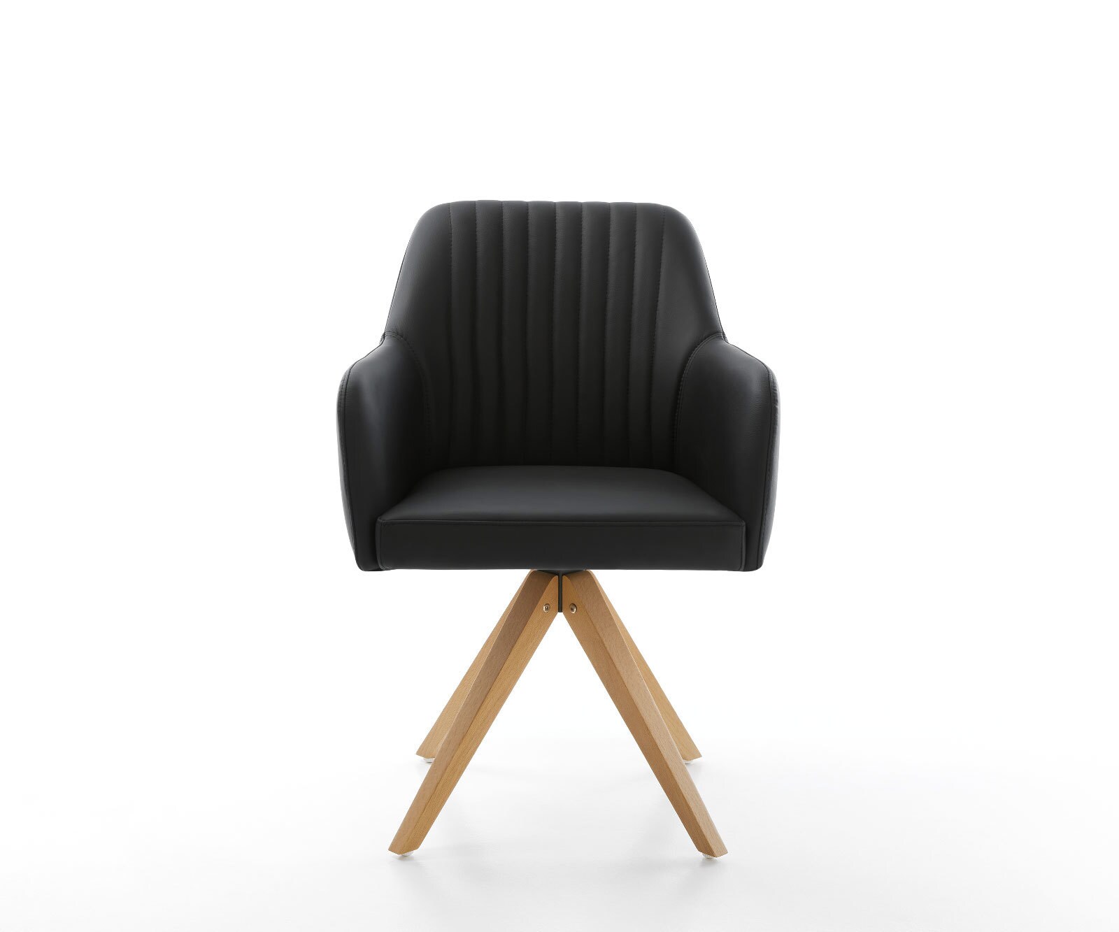 Chaise-de-salle-à-manger Greg-Flex cuir de vache noir pied en bois angulaire naturel ressorts ensachés 1