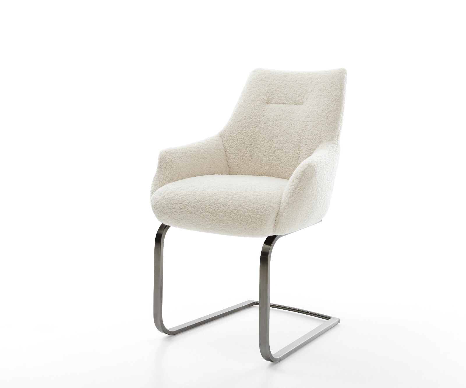 Cantilever Alja-Flex avec accoudoirs tissu teddy beige pied cantilever plat grafiete resorts ensachés 1